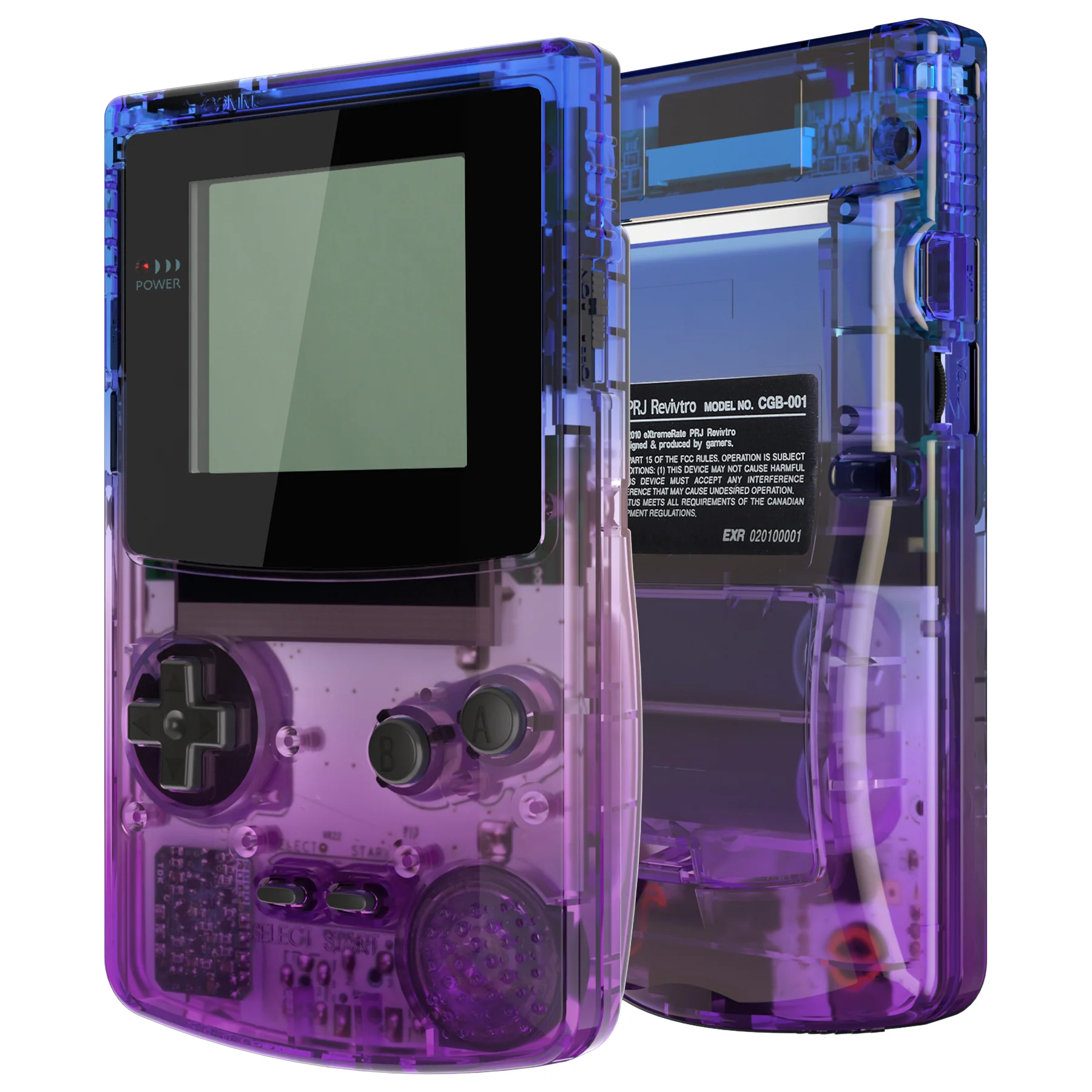 eXtremeRate IPS Ready Upgraded GBC Replacement Full Set Shells with Buttons for Gameboy Color, Compatible with GBC OSD IPS & Regular IPS & Standard LCD - Gradient Translucent Bluebell