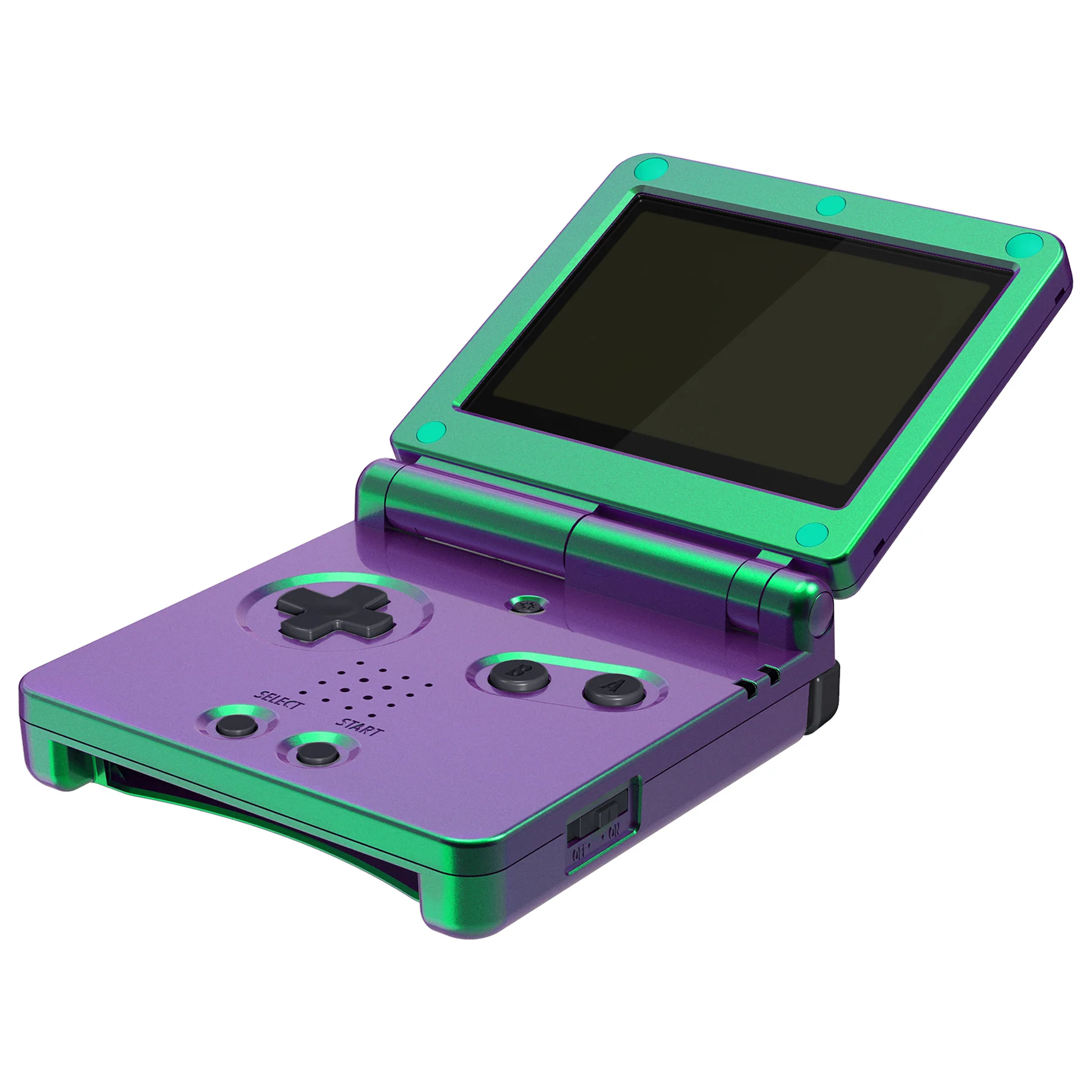 eXtremeRate IPS Ready Upgraded Replacement Full Set Shells with Buttons for Gameboy Advance SP GBA SP, Compatible with Both IPS & Standard LCD - Chameleon Green Purple