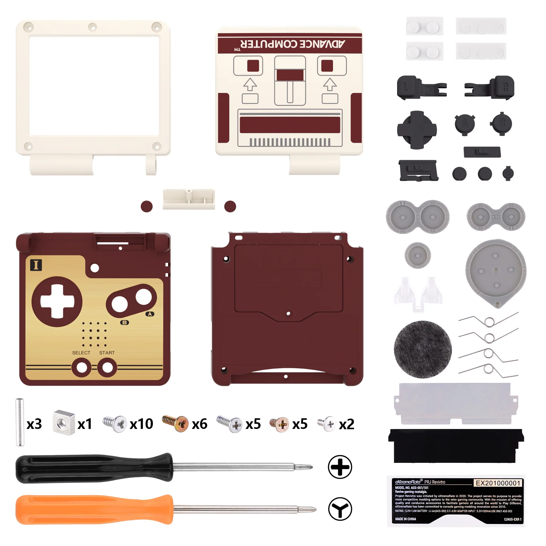 eXtremeRate IPS Ready Upgraded Replacement Full Set Shells with Buttons for Gameboy Advance SP GBA SP, Compatible with Both IPS & Standard LCD - Classic FC Style - Image 2