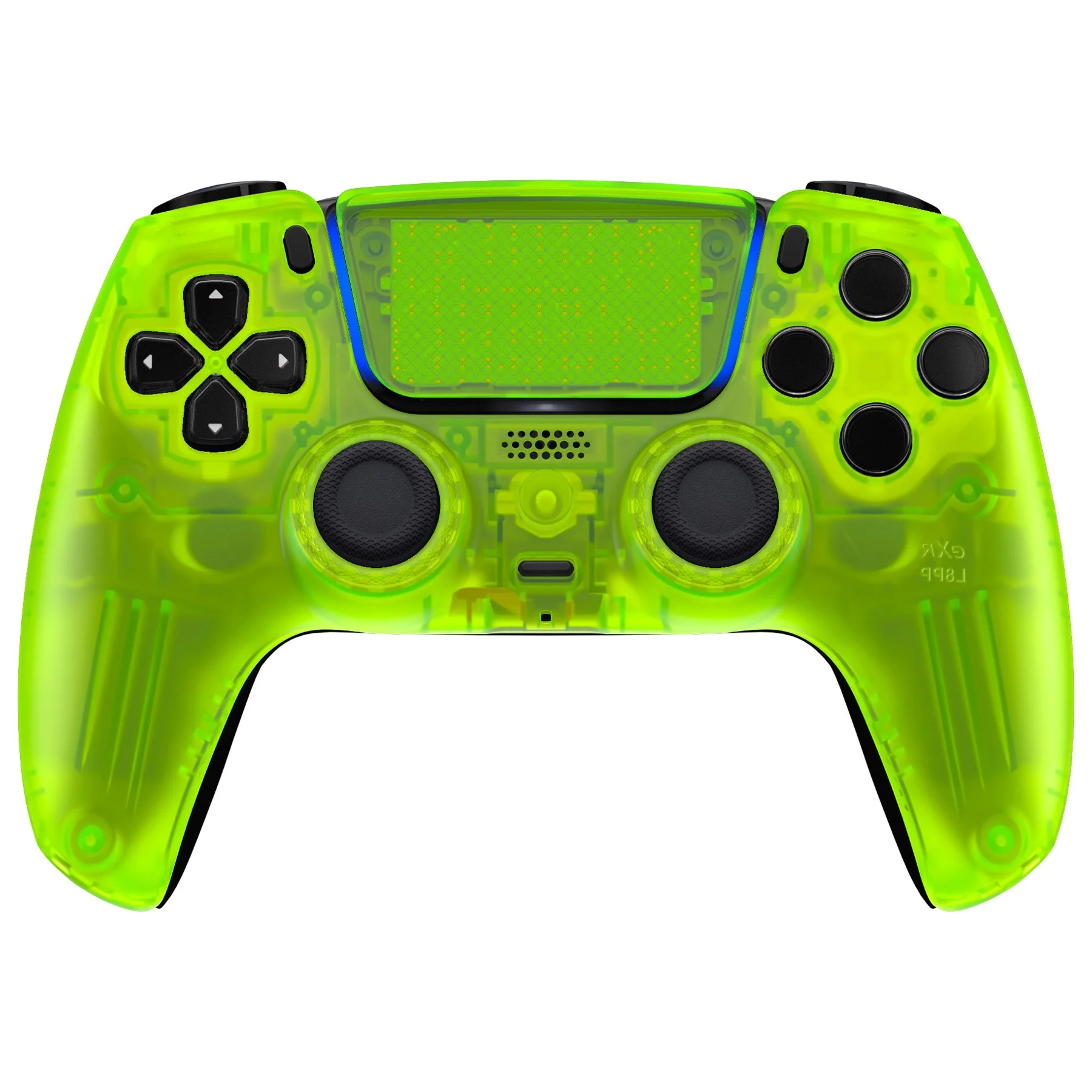eXtremeRate LUNA Redesigned Replacement Front Shell with Touchpad Compatible with PS5 Controller BDM-010/020/030/040/050 - Clear Lime Green - Image 2