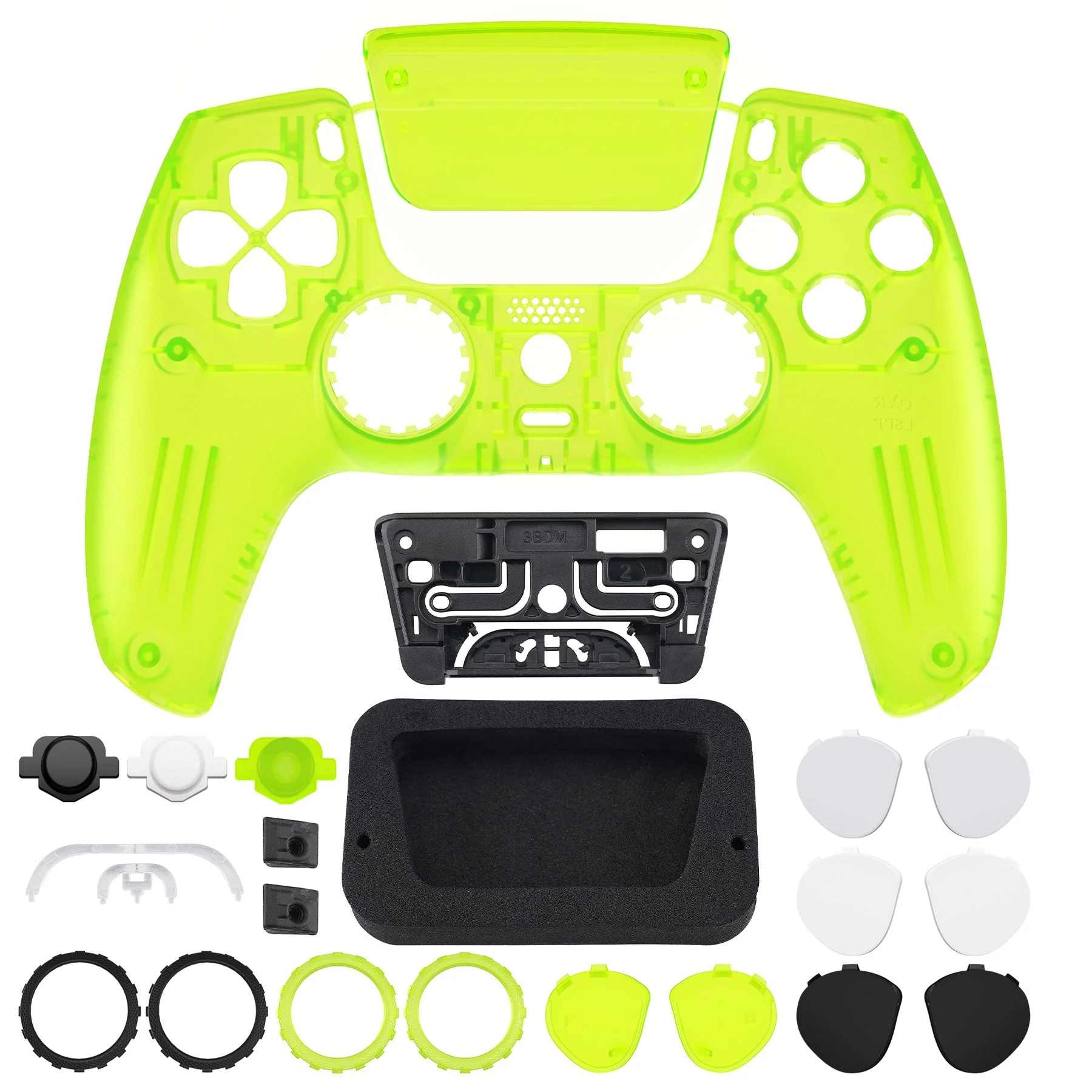 eXtremeRate LUNA Redesigned Replacement Front Shell with Touchpad Compatible with PS5 Controller BDM-010/020/030/040/050 - Clear Lime Green - Image 4