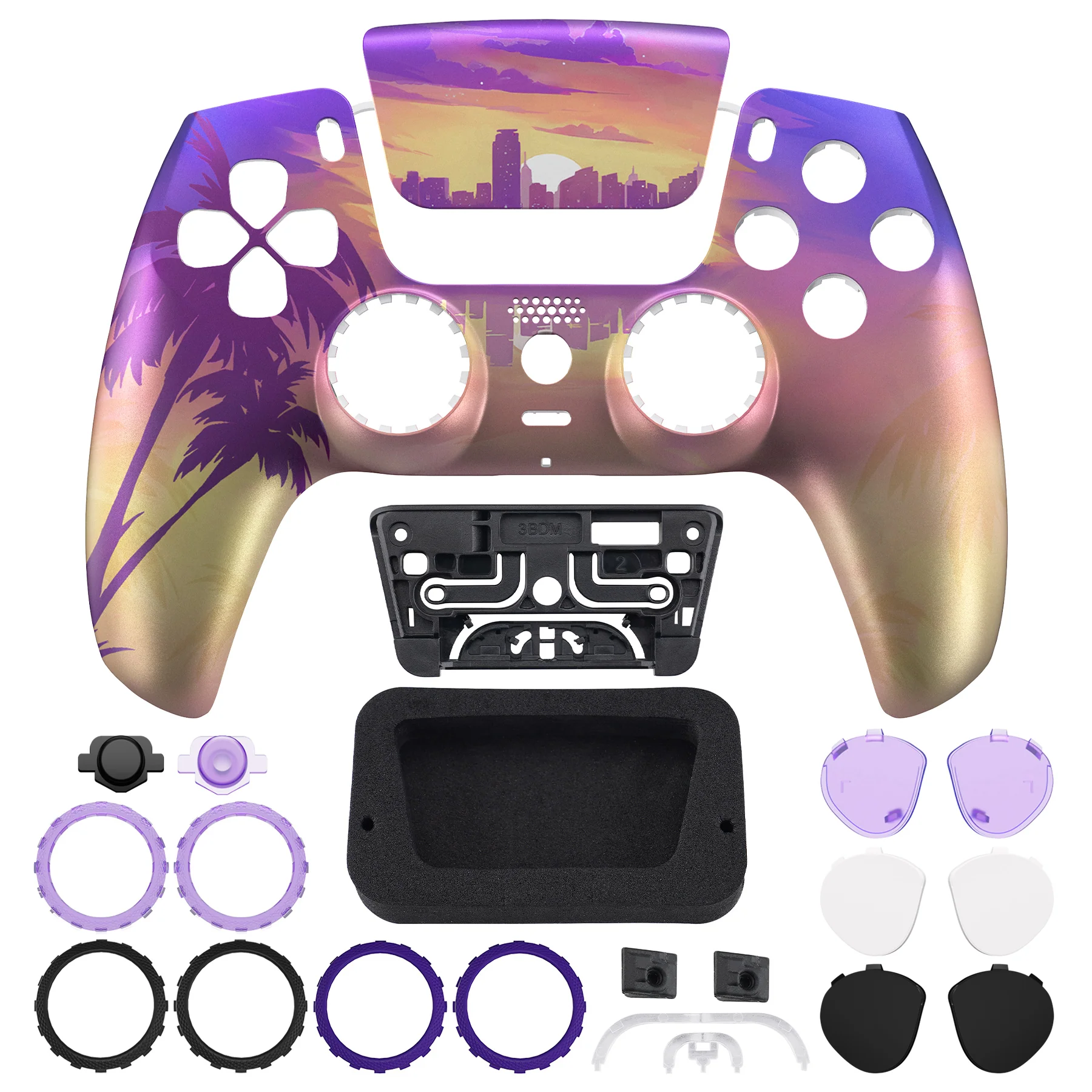 eXtremeRate LUNA Redesigned Replacement Front Shell with Touchpad Compatible with PS5 Controller BDM-010/020/030/040/050 - Neon Miami - Image 4