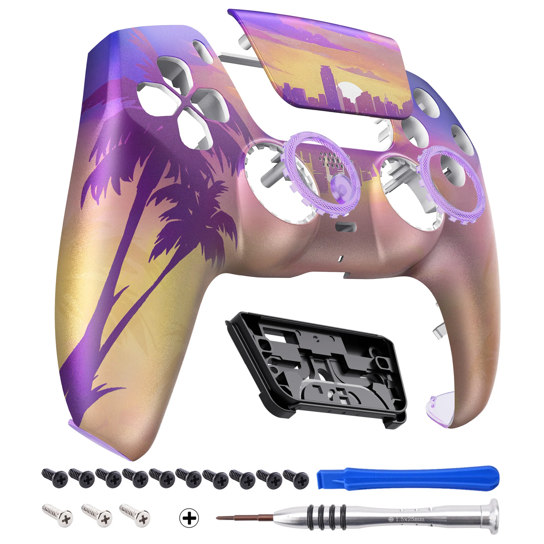 eXtremeRate LUNA Redesigned Replacement Front Shell with Touchpad Compatible with PS5 Controller BDM-010/020/030/040/050 - Neon Miami - Image 8
