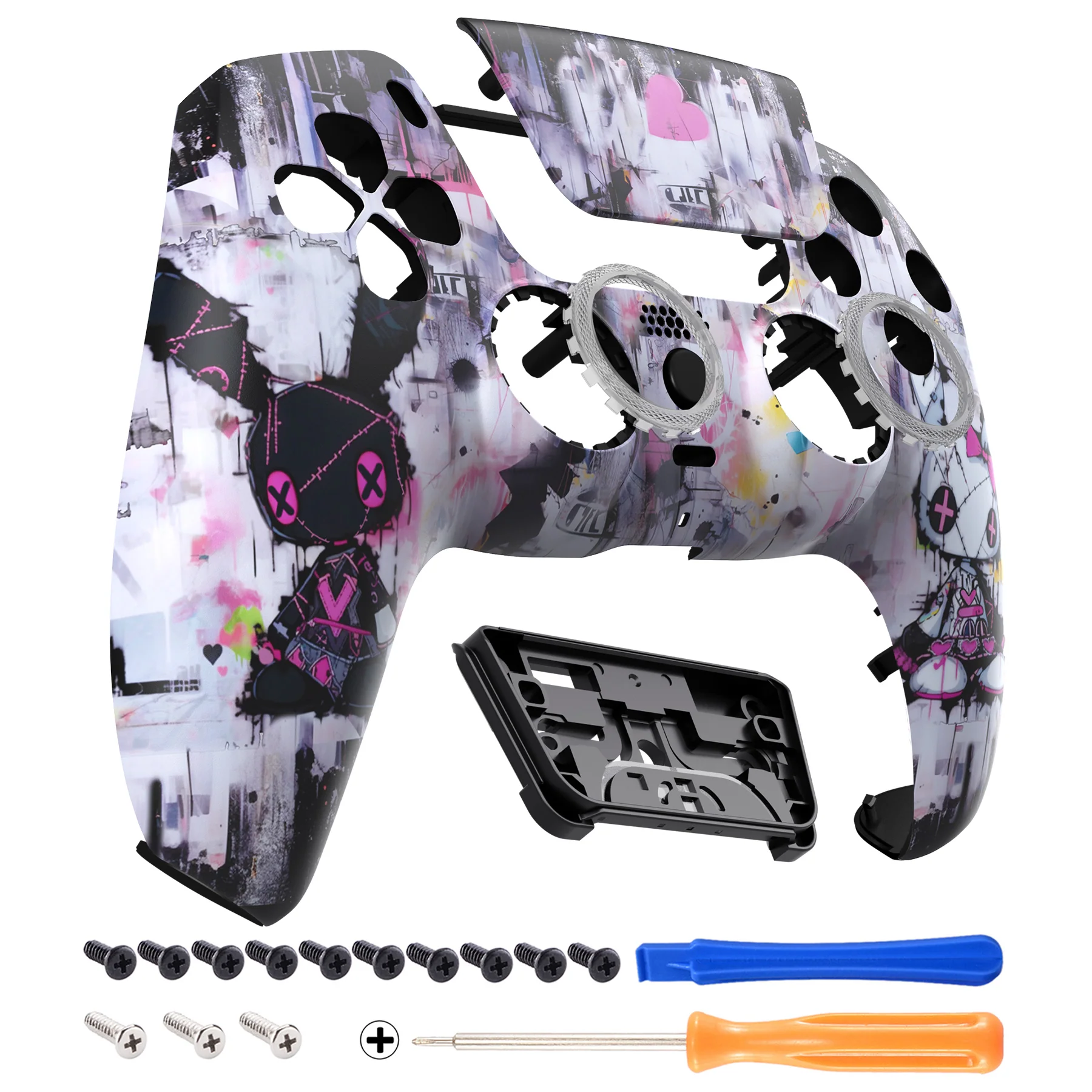 eXtremeRate LUNA Redesigned Replacement Front Shell with Touchpad Compatible with PS5 Controller BDM-010/020/030/040/050 - Lovely Punky Bunny - Image 8