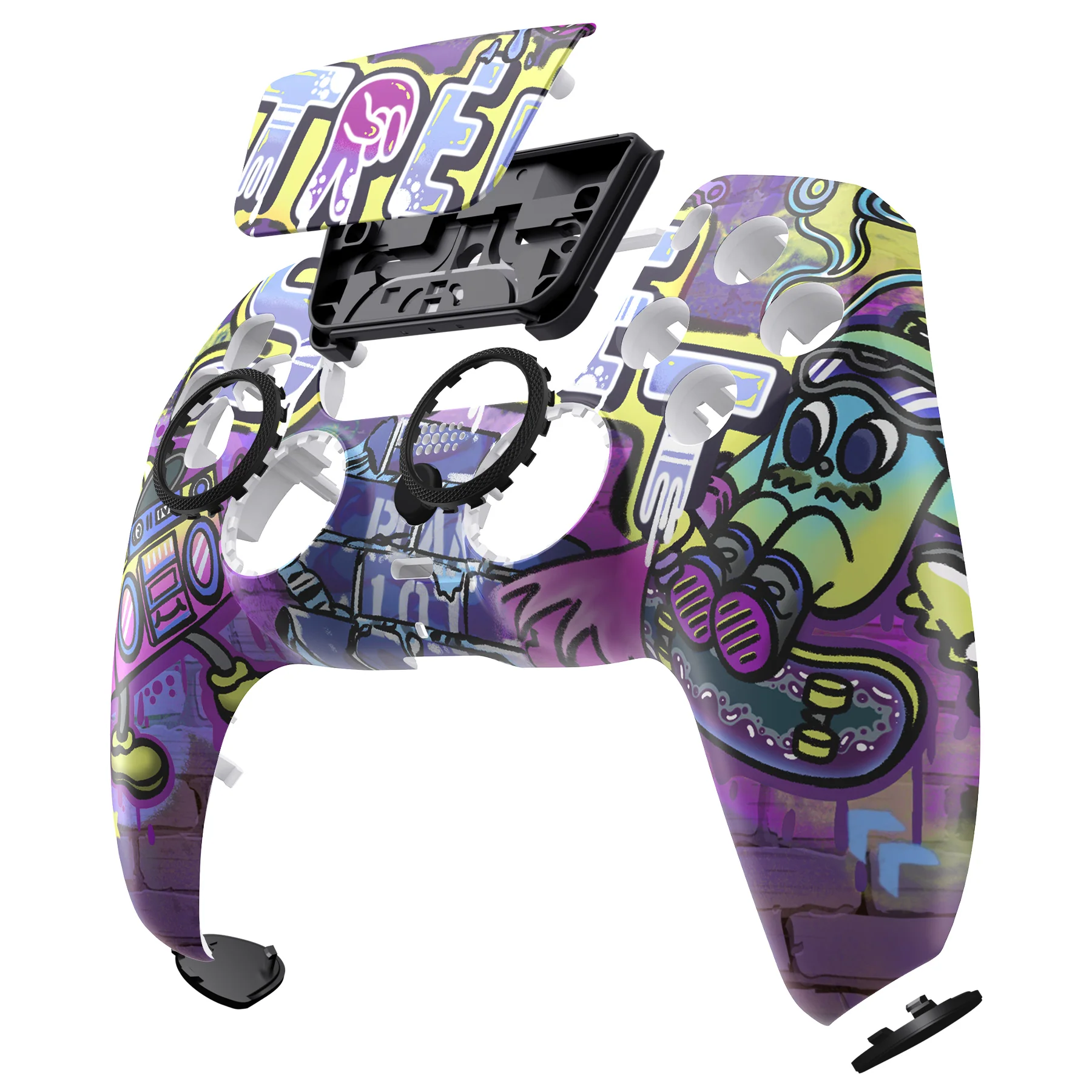 eXtremeRate LUNA Redesigned Replacement Front Shell with Touchpad Compatible with PS5 Controller BDM-010/020/030/040/050 - Street Art - Image 11
