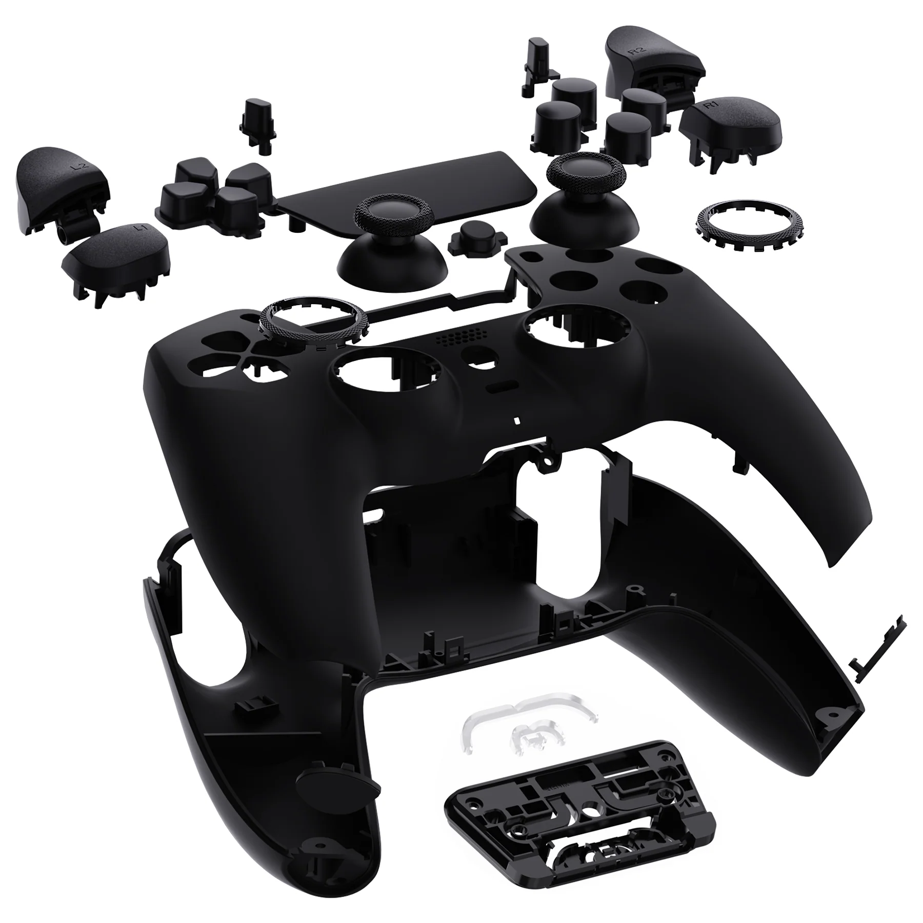 eXtremeRate LUNA Redesigned Replacement Full Set Shells with Buttons Compatible with PS5 Controller BDM-030/040/050 - Black - Image 8