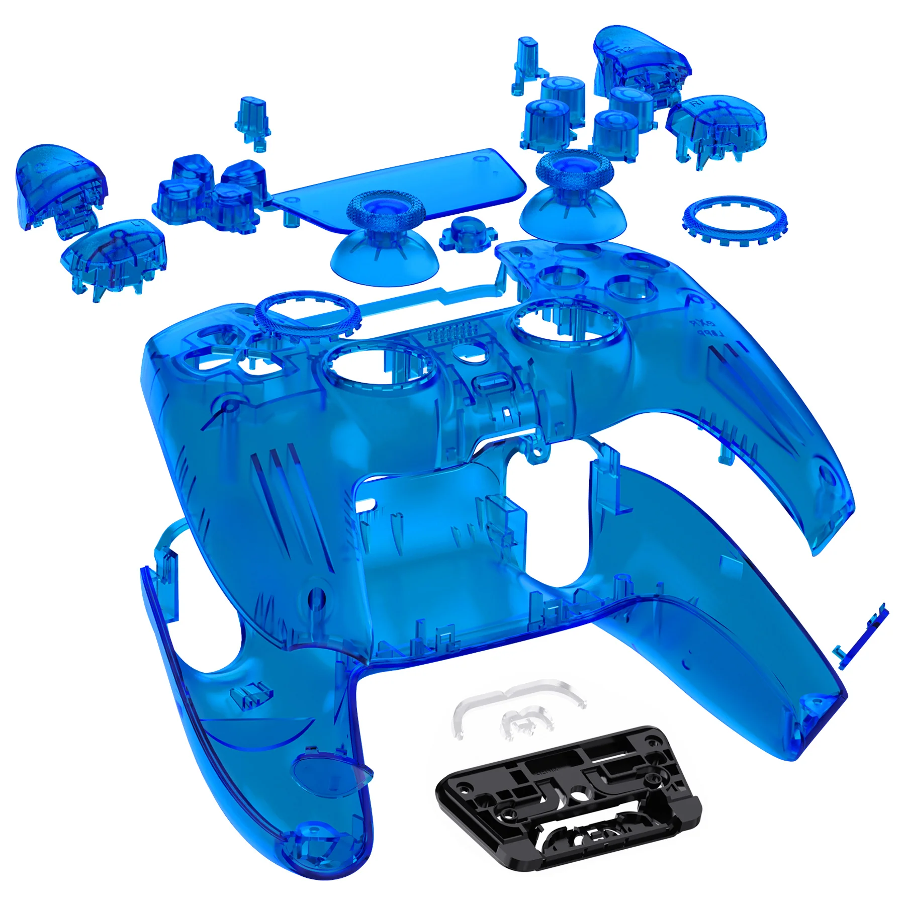 eXtremeRate LUNA Redesigned Replacement Full Set Shells with Buttons Compatible with PS5 Controller BDM-030/040/050 - Clear Blue - Image 8