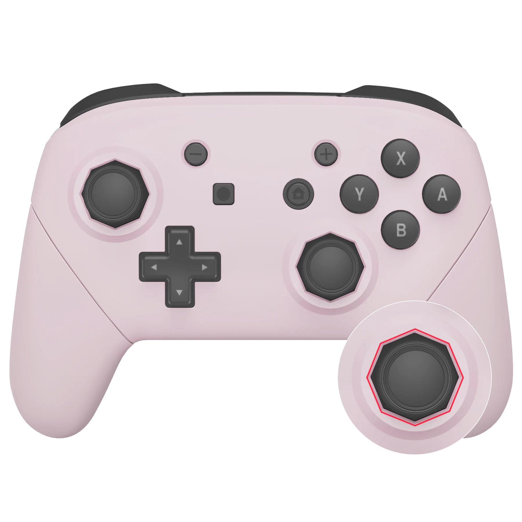 eXtremeRate Octagonal Gated Sticks Design Replacement Full Set Shell Faceplate Backplate Handles for Nintendo Switch Pro - Cherry Blossoms Pink