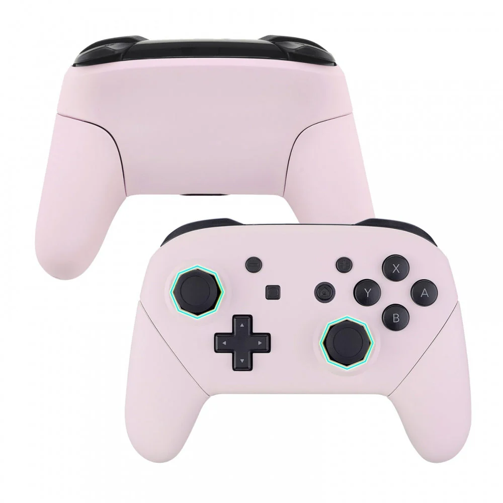 eXtremeRate Octagonal Gated Sticks Design Replacement Full Set Shell Faceplate Backplate Handles for Nintendo Switch Pro - Cherry Blossoms Pink - Image 2