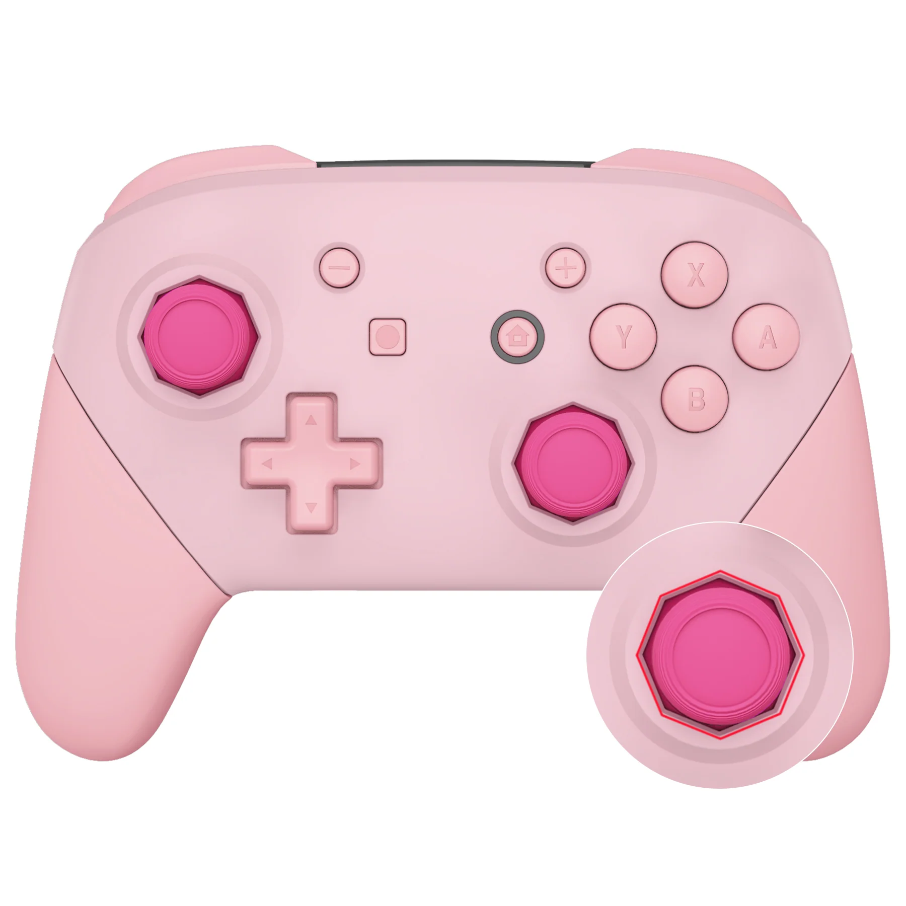 eXtremeRate Octagonal Gated Sticks Design Replacement Full Set Shell Faceplate Backplate Handles for Nintendo Switch Pro - Cherry Blossoms Pink & Puffy Pink