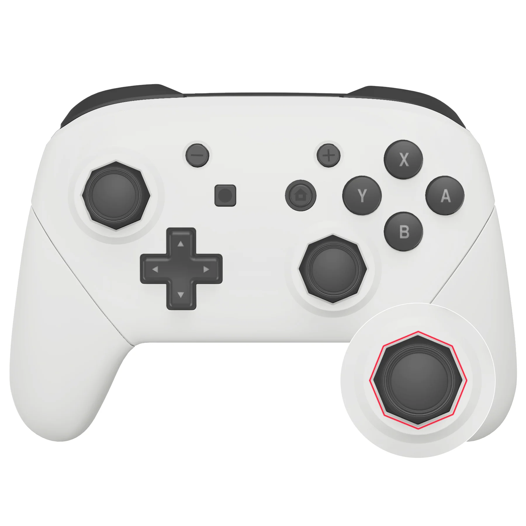 eXtremeRate Octagonal Gated Sticks Design Replacement Full Set Shell Faceplate Backplate Handles for Nintendo Switch Pro - White