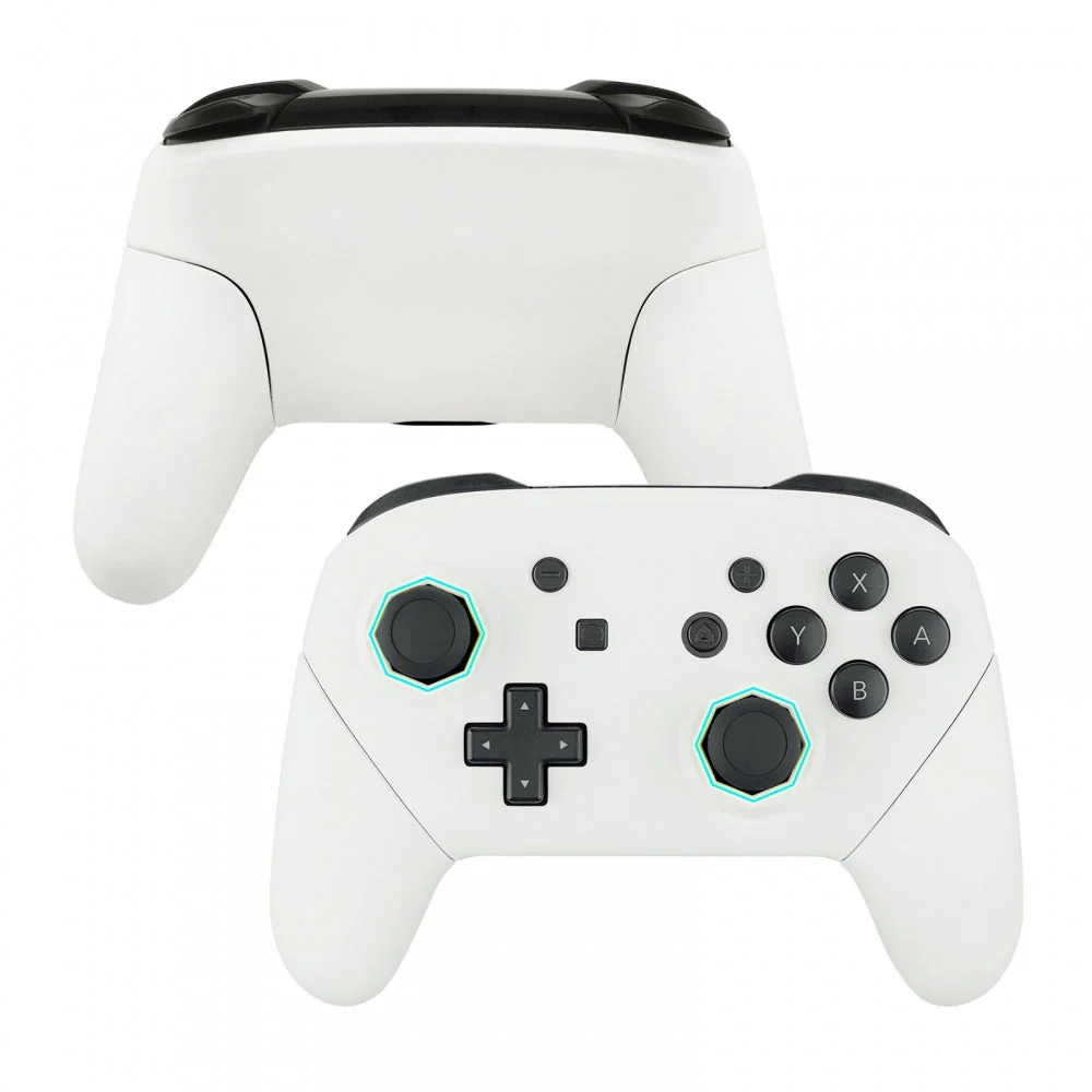 eXtremeRate Octagonal Gated Sticks Design Replacement Full Set Shell Faceplate Backplate Handles for Nintendo Switch Pro - White - Image 2