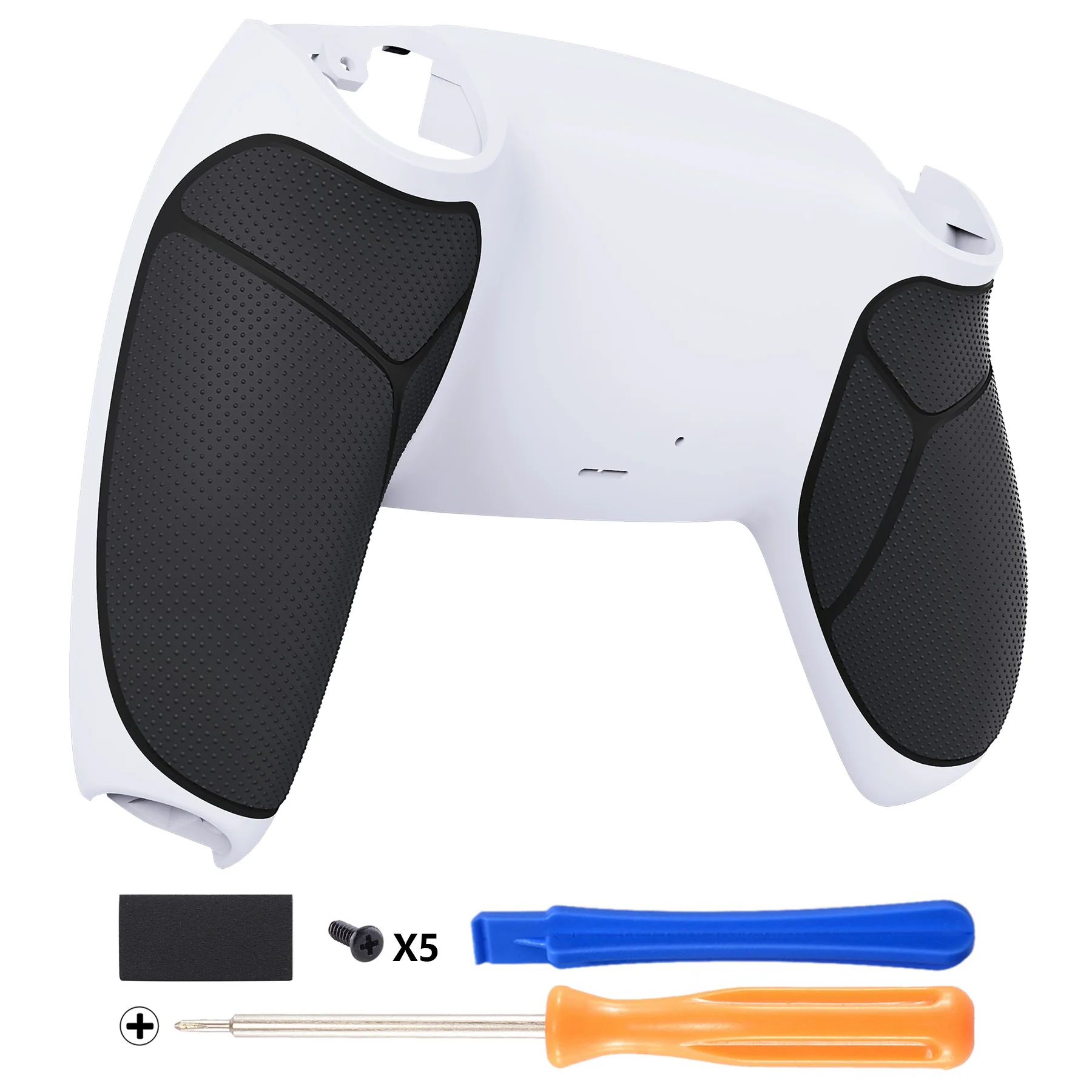 eXtremeRate Performance Grip Replacement Back Housing Bottom Shell Compatible with PS5 Controller BDM-010/020/030/040/050 - Rubberized Black White