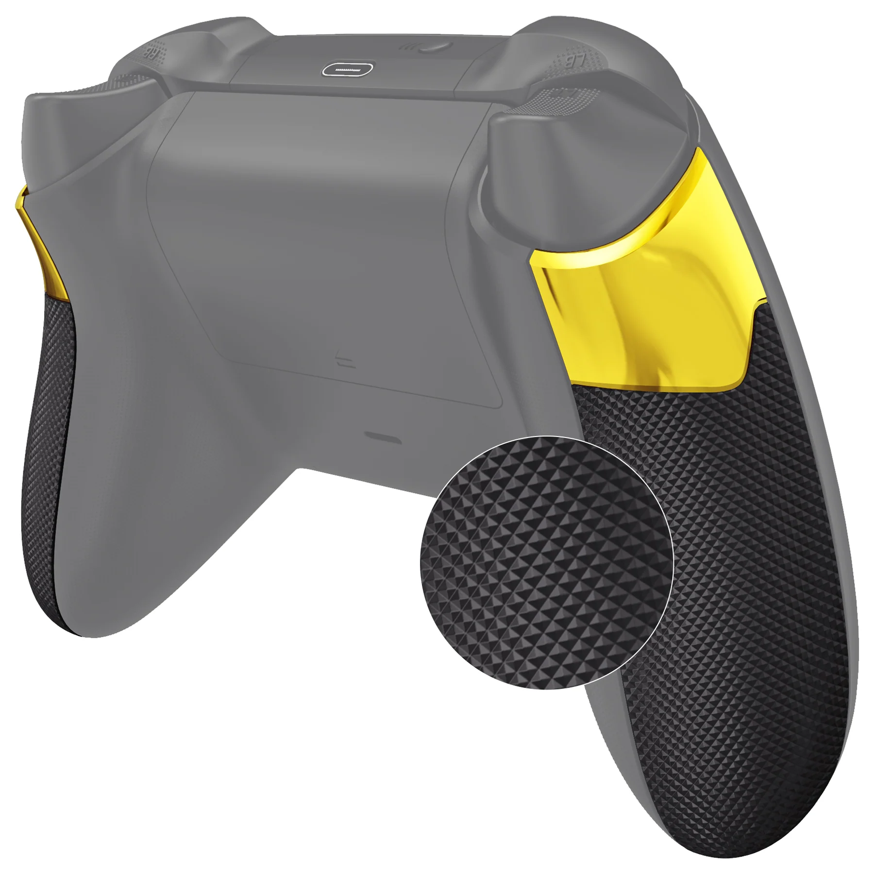 eXtremeRate Performance Non-Slip Texture Rubberized Grips Replacement Back Panels for Xbox Series X & S Controller - Chrome Gold