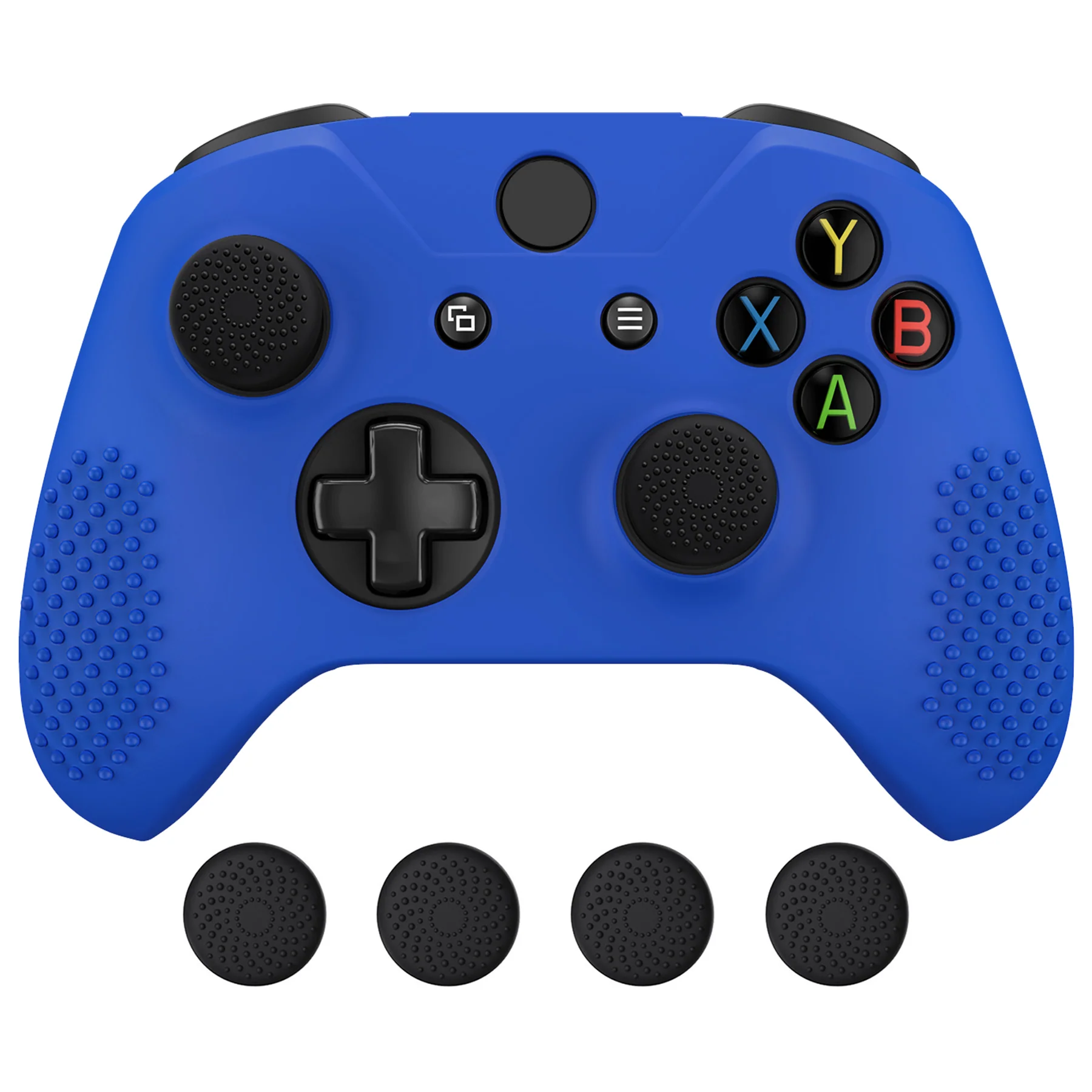 eXtremeRate PlayVital Protective Anti-Slip Silicone Case with Thumb Grips Caps for Xbox One X & S Controller - Blue