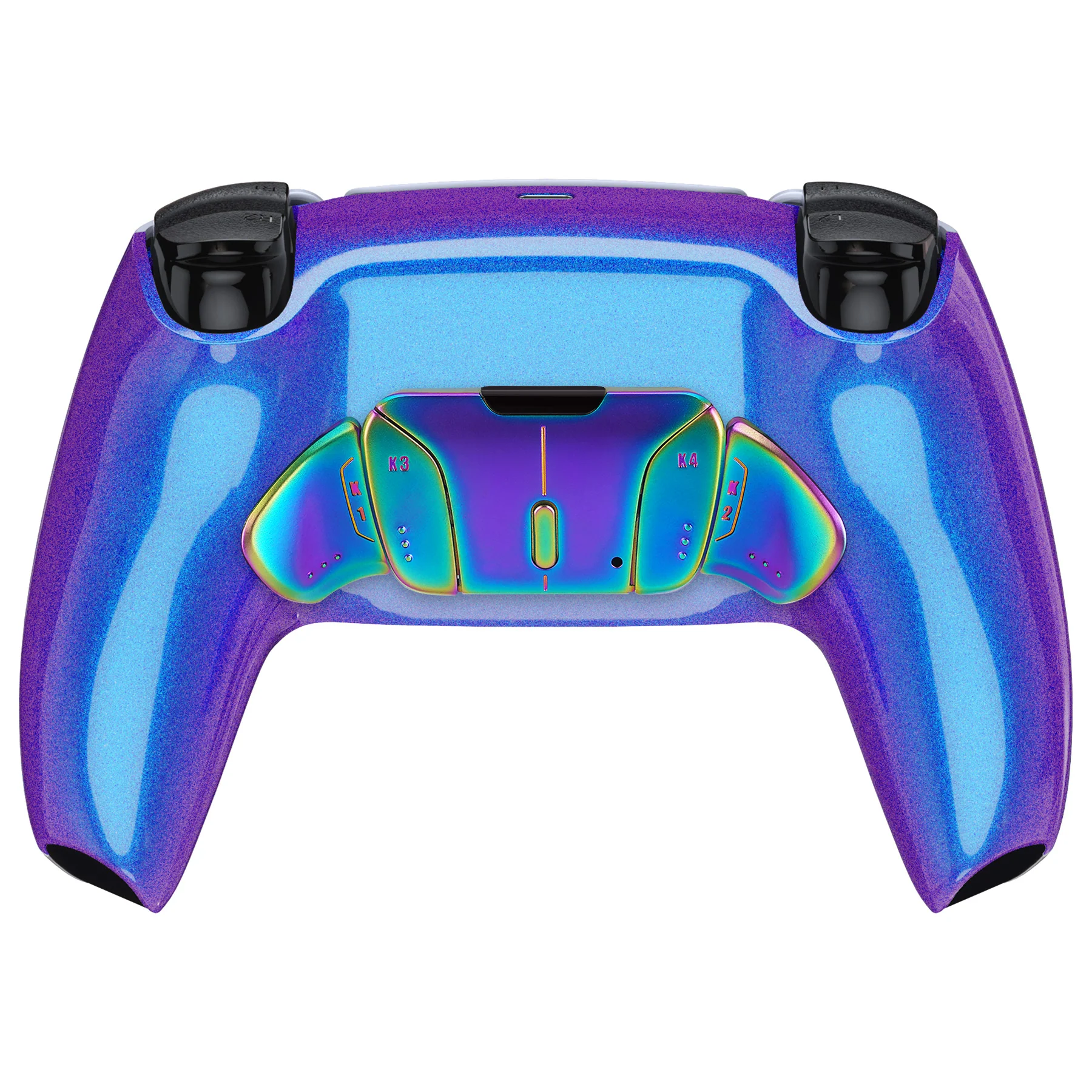 eXtremeRate Rainbow Aura Blue & Purple Real Metal Buttons (RMB) Version RISE4 Remap Kit for PS5 Controller BDM-030/040/050 - Chameleon Purple Blue - Image 8