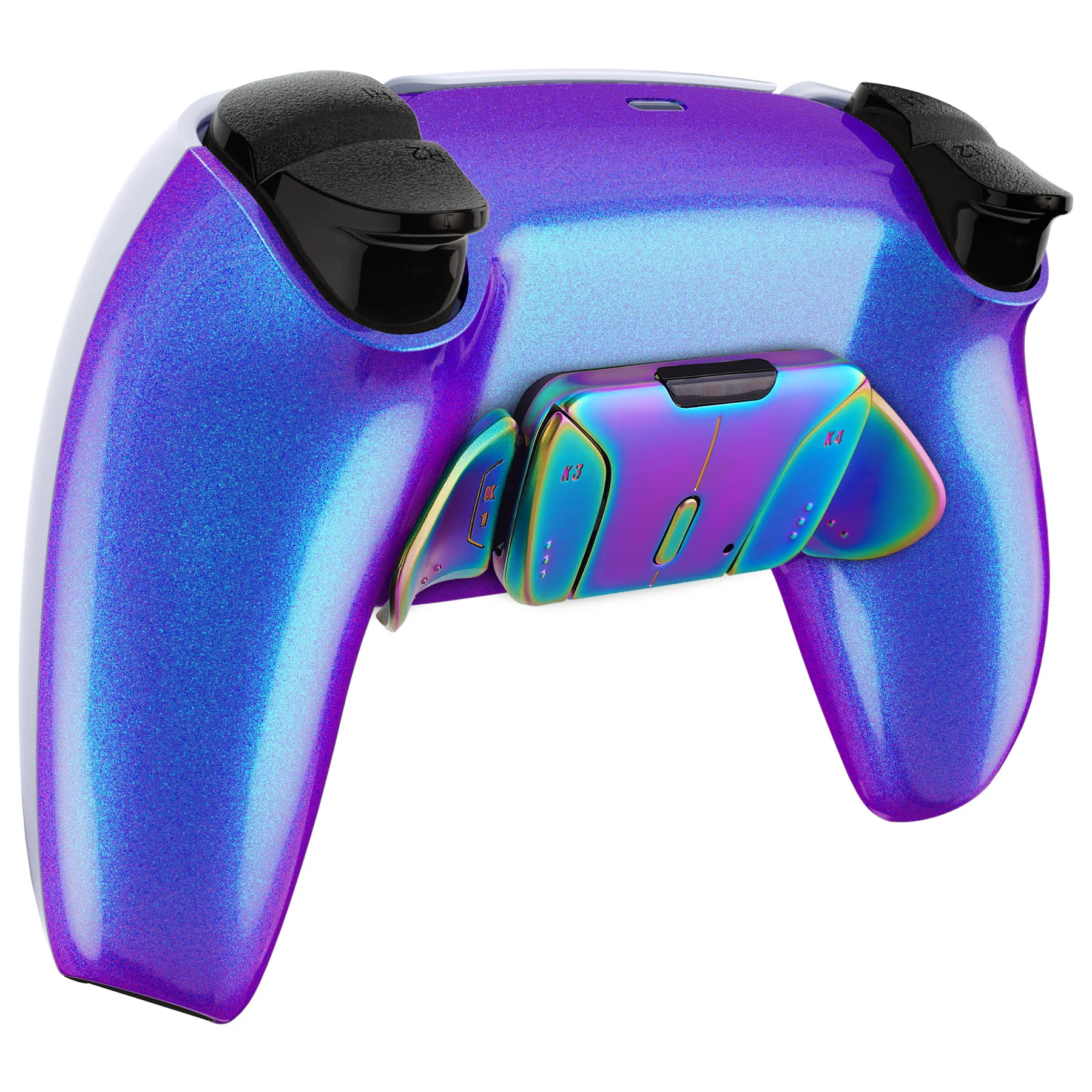 eXtremeRate Rainbow Aura Blue & Purple Real Metal Buttons (RMB) Version RISE4 Remap Kit for PS5 Controller BDM-030/040/050 - Chameleon Purple Blue - Image 9