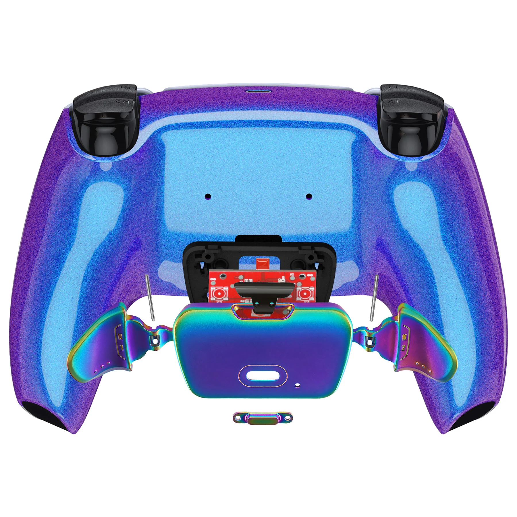 eXtremeRate Rainbow Aura Blue & Purple Real Metal Buttons (RMB) Version RISE Remap Kit for PS5 Controller BDM-030/040/050 - Chameleon Purple Blue - Image 7