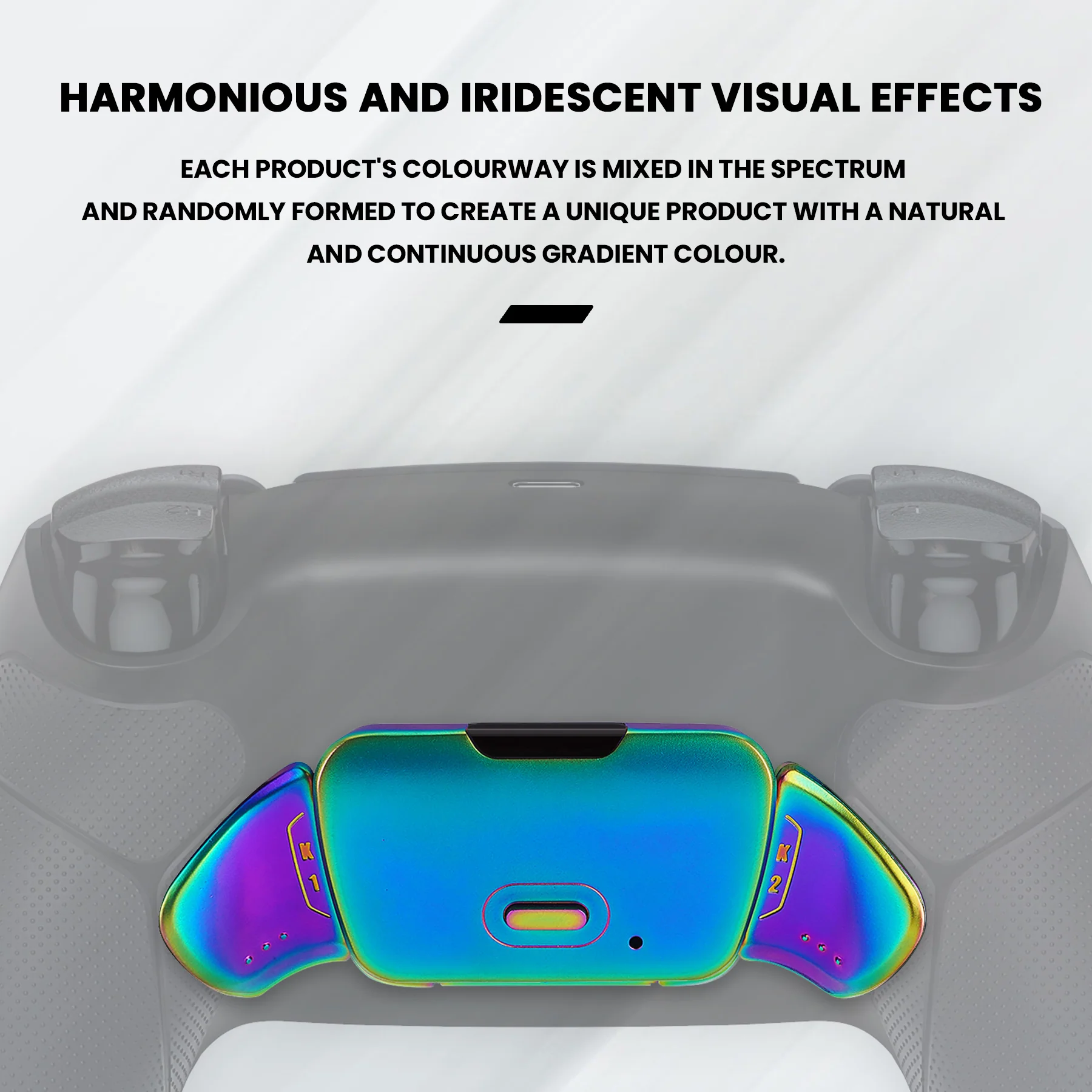 eXtremeRate Rainbow Aura Blue & Purple Real Metal Buttons (RMB) Version RISE 2.0 Remap Kit for PS5 Controller BDM-010/020 - Rubberized White Black - Image 4