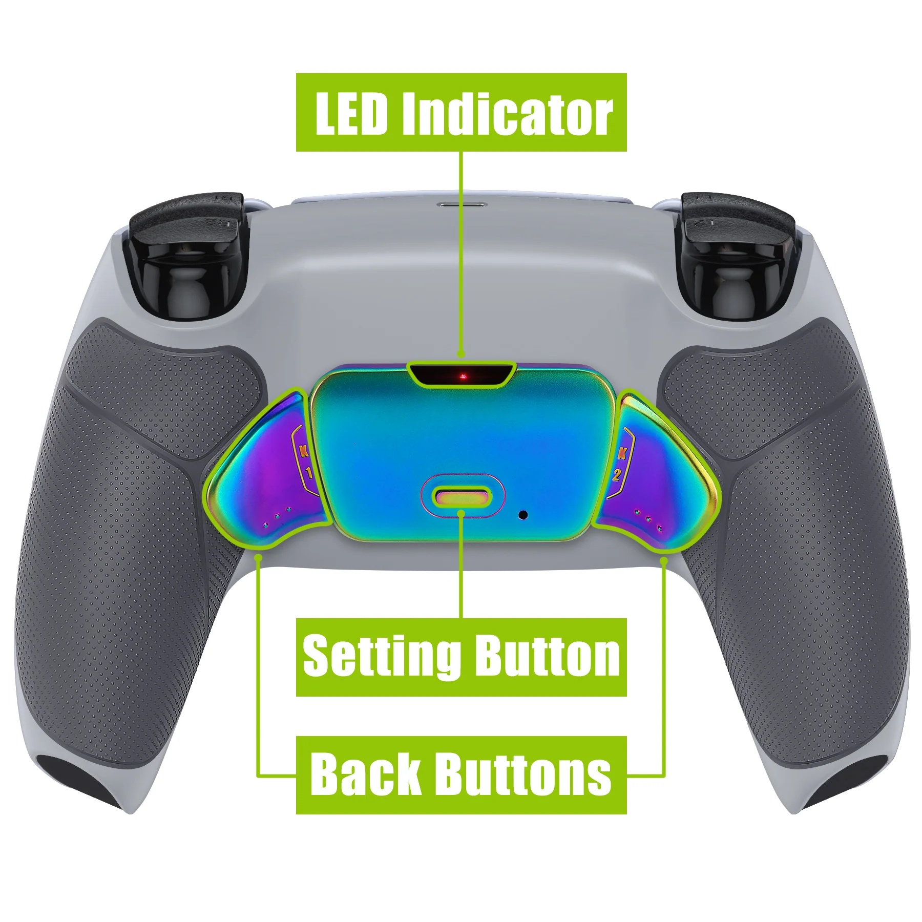 eXtremeRate Rainbow Aura Blue & Purple Real Metal Buttons (RMB) Version RISE V3 Remap Kit for PS5 Controller BDM-030/040/050 - Rubberized New Hope Gray & Classic Gray - Image 5