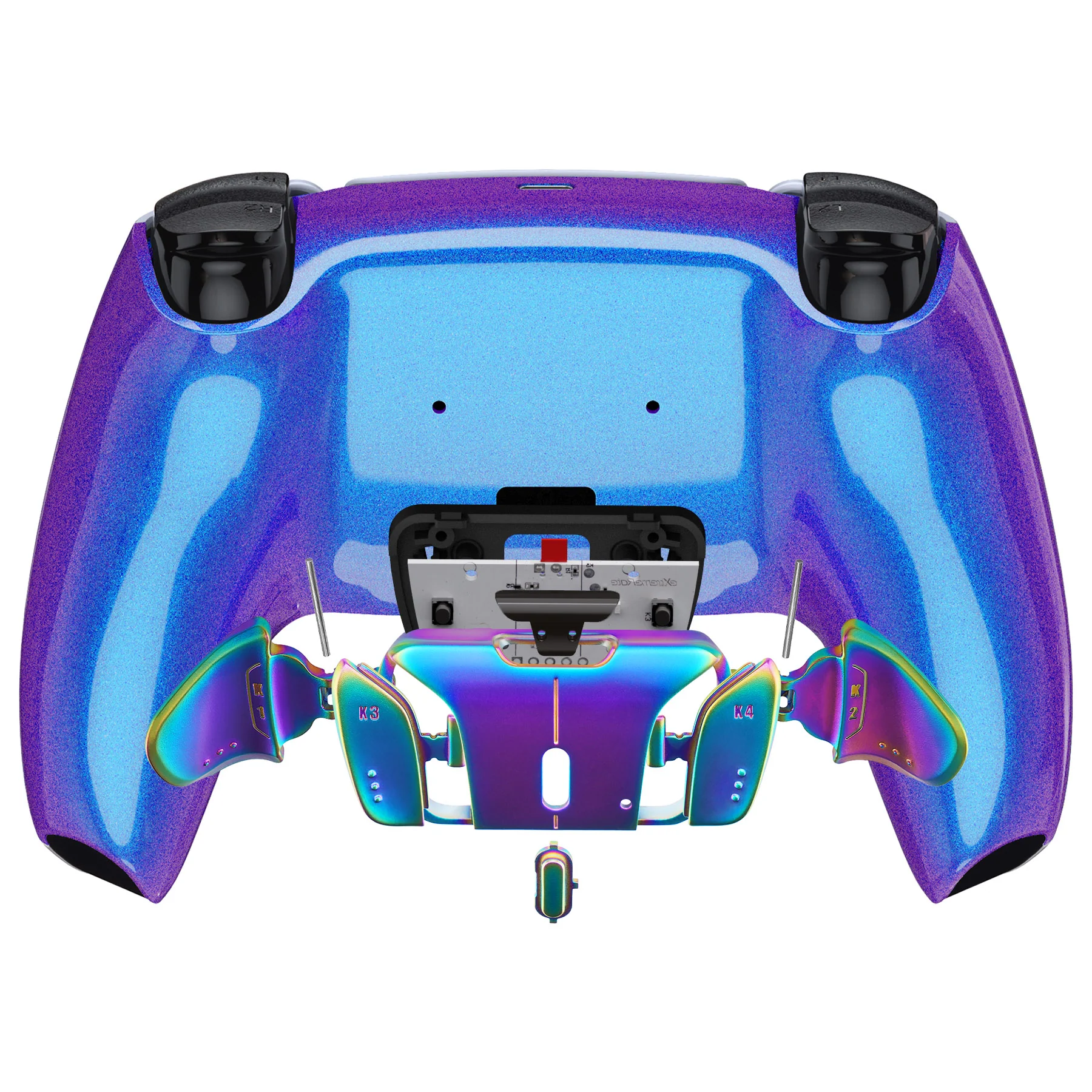 eXtremeRate Rainbow Aura Blue & Purple Real Metal Buttons (RMB) Version RISE4 Remap Kit for PS5 Controller BDM-010/020 - Chameleon Purple Blue - Image 7