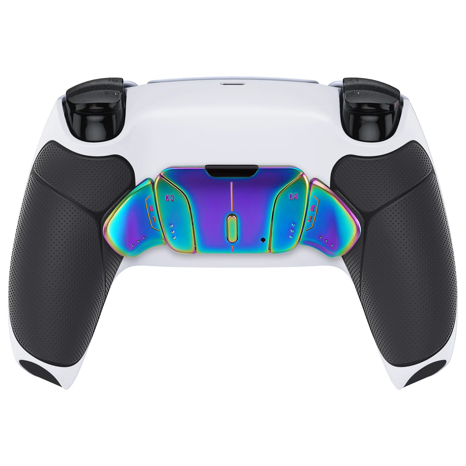 eXtremeRate Rainbow Aura Blue & Purple Real Metal Buttons (RMB) Version RISE4 Remap Kit for PS5 Controller BDM-010/020 - Rubberized White Black - Image 8