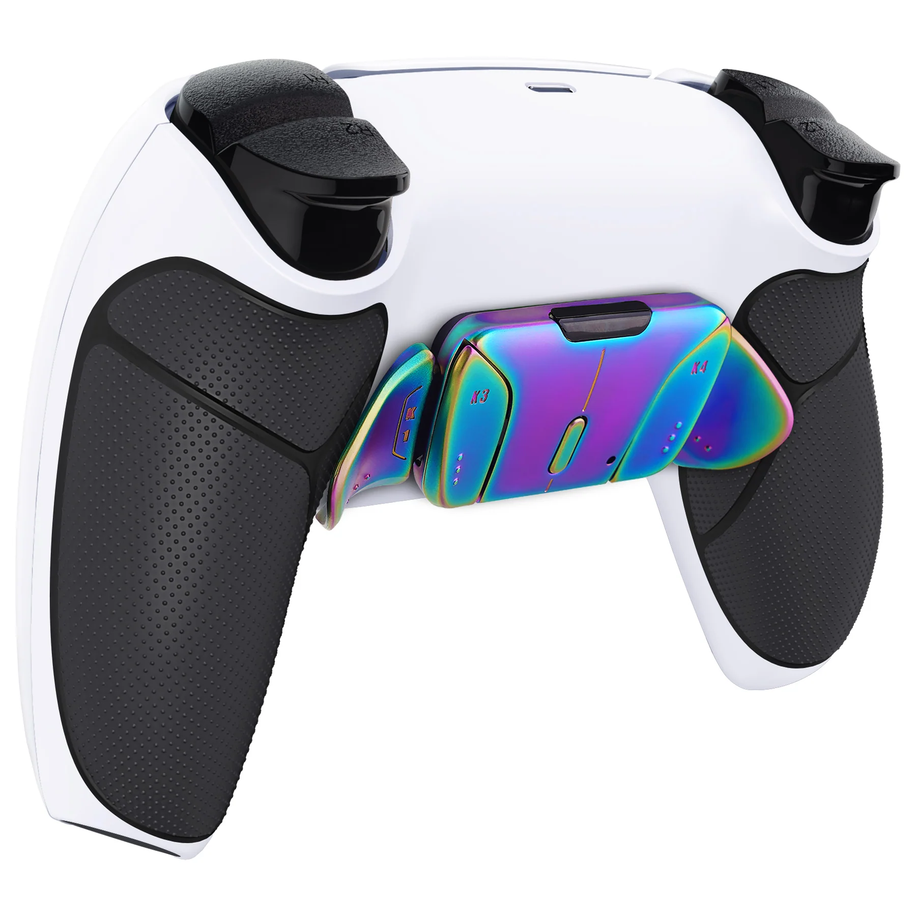 eXtremeRate Rainbow Aura Blue & Purple Real Metal Buttons (RMB) Version RISE4 Remap Kit for PS5 Controller BDM-010/020 - Rubberized White Black - Image 9