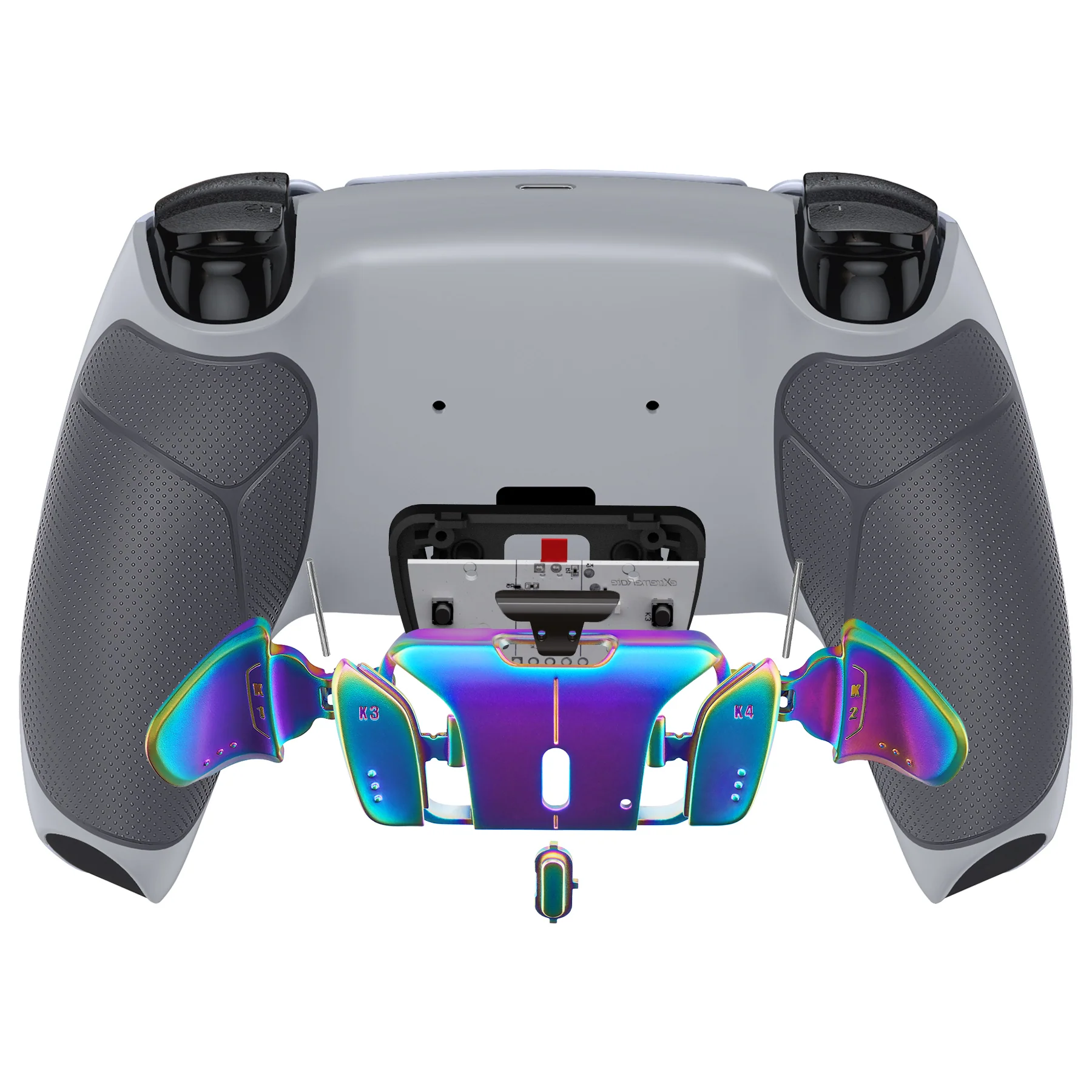 eXtremeRate Rainbow Aura Blue & Purple Real Metal Buttons (RMB) Version RISE4 V3 Remap Kit for PS5 Controller BDM-030/040/050 - Rubberized New Hope Gray & Classic Gray - Image 7
