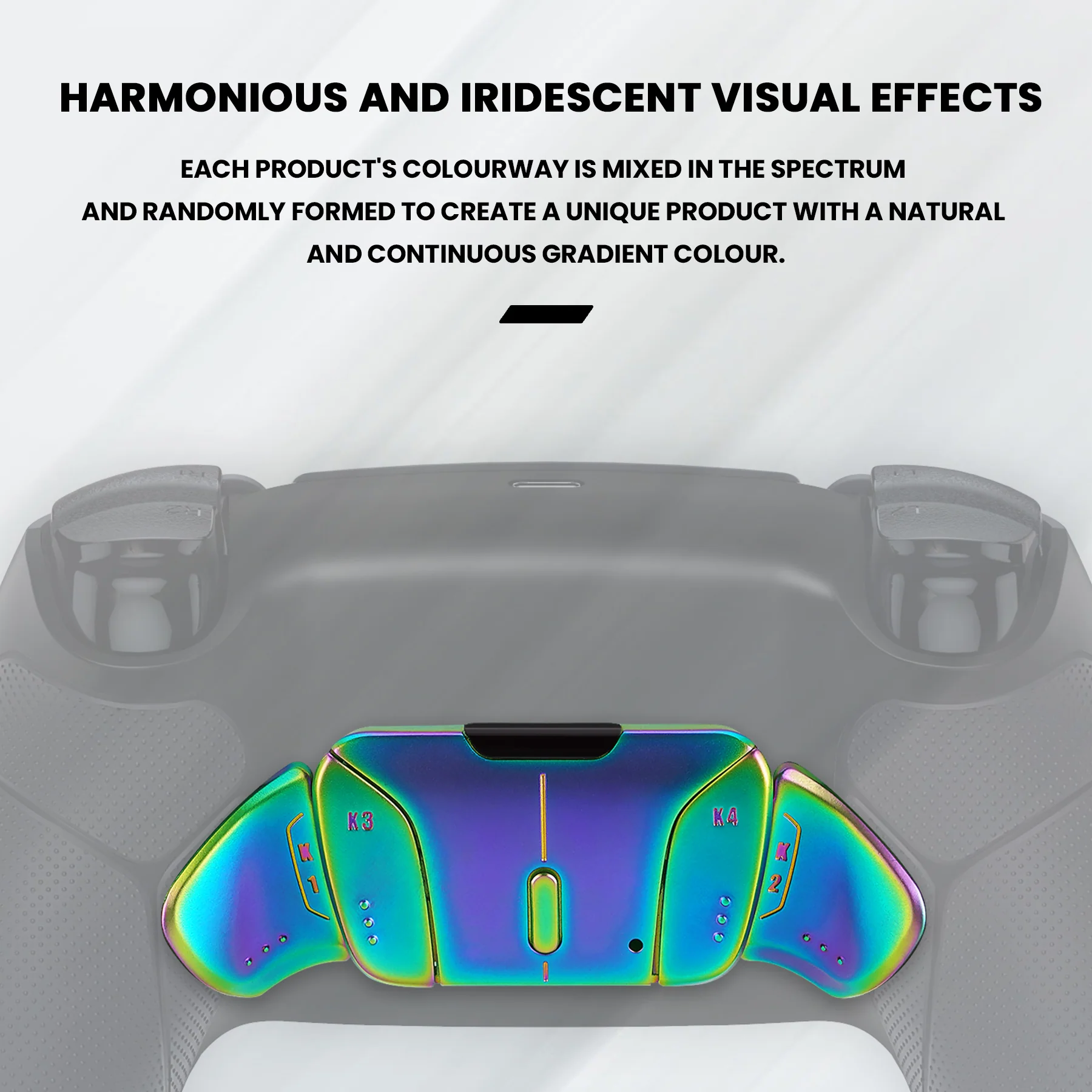 eXtremeRate Rainbow Aura Blue & Purple Real Metal Buttons (RMB) Version RISE4 V3 Remap Kit for PS5 Controller BDM-030/040/050 - Rubberized White Black - Image 4