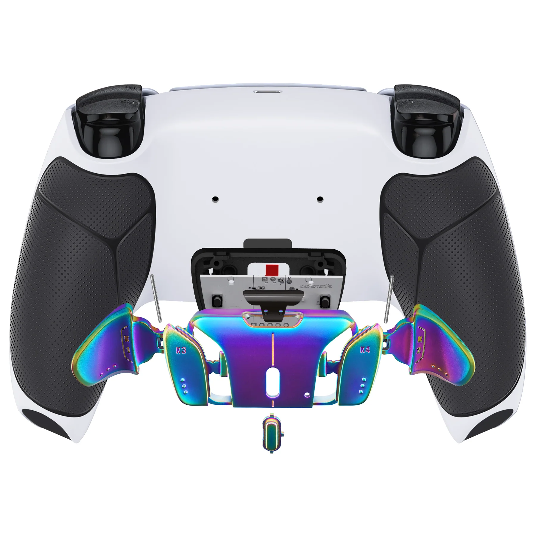 eXtremeRate Rainbow Aura Blue & Purple Real Metal Buttons (RMB) Version RISE4 V3 Remap Kit for PS5 Controller BDM-030/040/050 - Rubberized White Black - Image 7