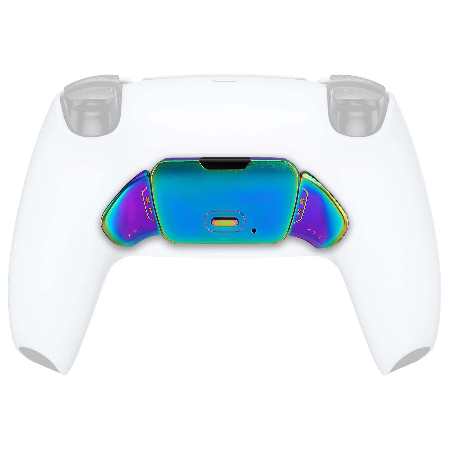 eXtremeRate Real Metal Buttons (RMB) Version Redesigned K1 K2 Back Buttons & Remap PCB Board for eXtremerate RISE Remap Kit, Compatible with PS5 Controller - Metallic Rainbow Aura Blue & Purple