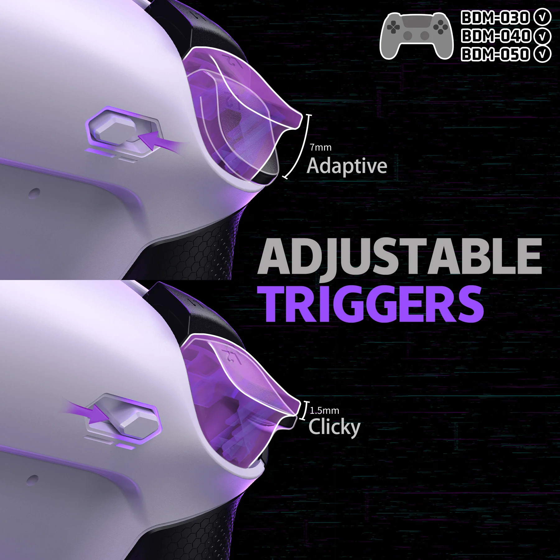 eXtremeRate Real Metal Buttons (RMB) Version RISE Plus MAX Back Paddles Kit with Clicky Trigger Stops & Rubberized Grip for PS5 Controller BDM-030/040/050 - White Black - Silver - Image 6