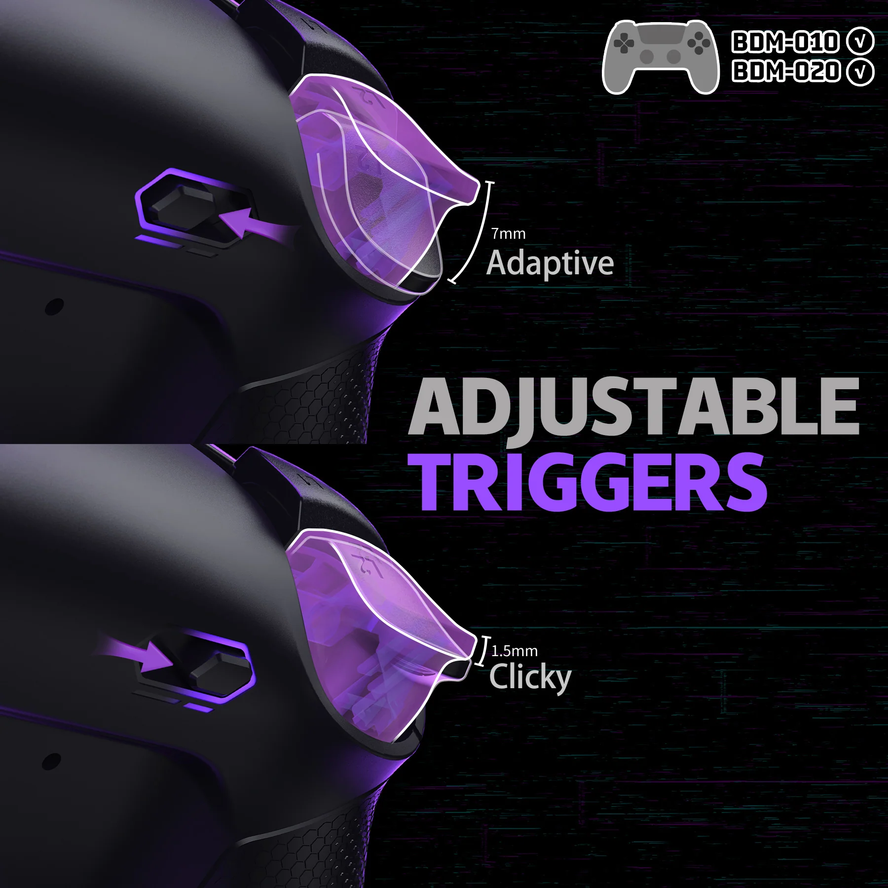 eXtremeRate Real Metal Buttons (RMB) Version RISE4 Plus MAX Back Paddles Kit with Clicky Trigger Stops & Rubberized Grip for PS5 Controller BDM-010/020 - Black - Image 6