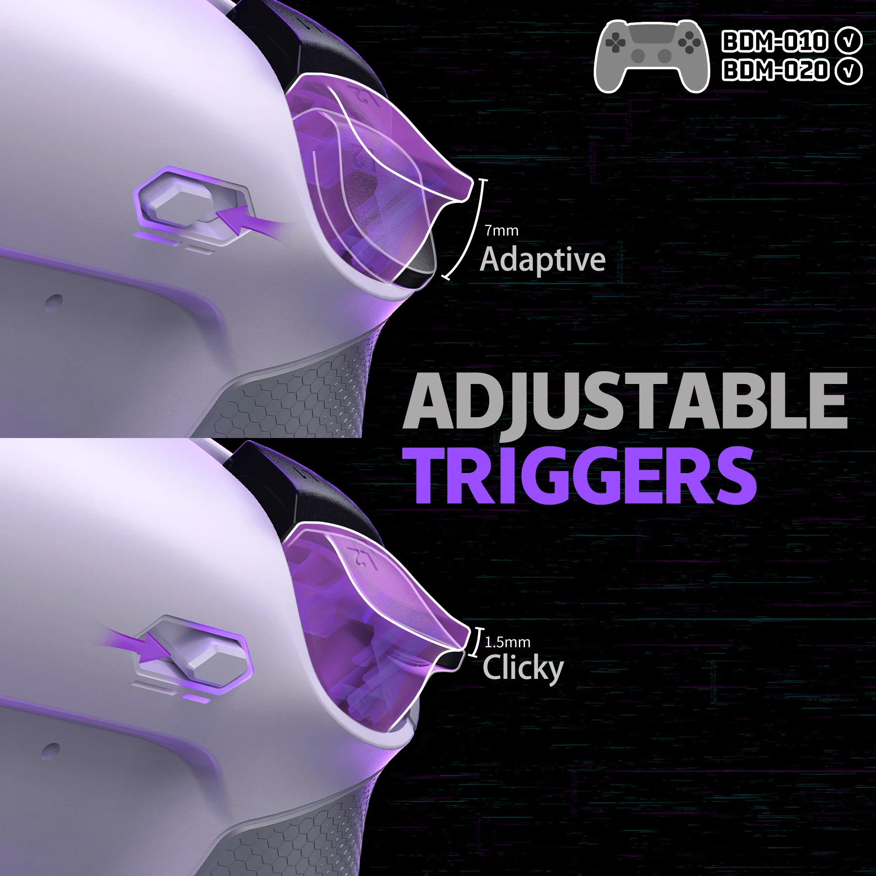 eXtremeRate Real Metal Buttons (RMB) Version RISE4 Plus MAX Back Paddles Kit with Clicky Trigger Stops & Rubberized Grip for PS5 Controller BDM-010/020 - White Gray - Silver - Image 6