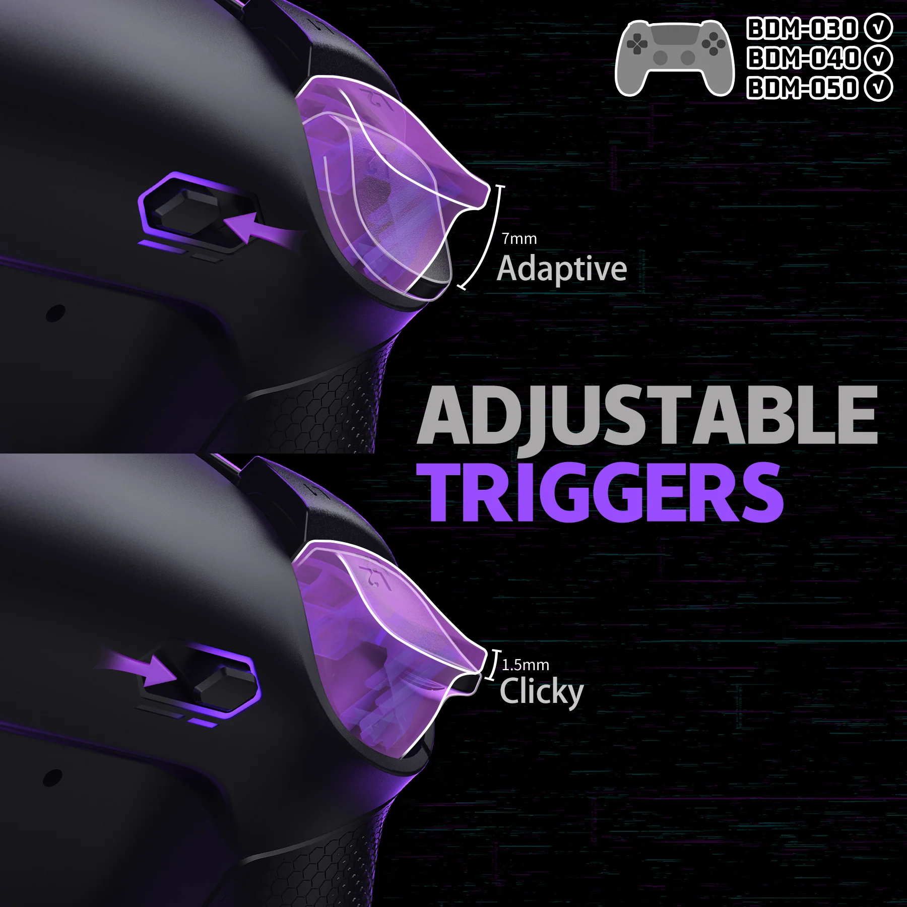 eXtremeRate Real Metal Buttons (RMB) Version RISE4 Plus MAX Back Paddles Kit with Clicky Trigger Stops & Rubberized Grip for PS5 Controller BDM-030/040/050 - Black - Image 6