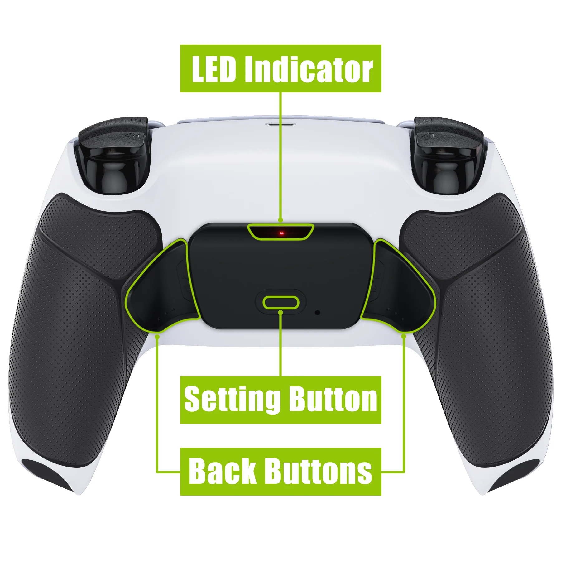 eXtremeRate Remappable RISE V3 Remap Kit for PS5 Controller BDM-030/040/050 - Rubberized Black Grip with Black Back Paddles - Image 4