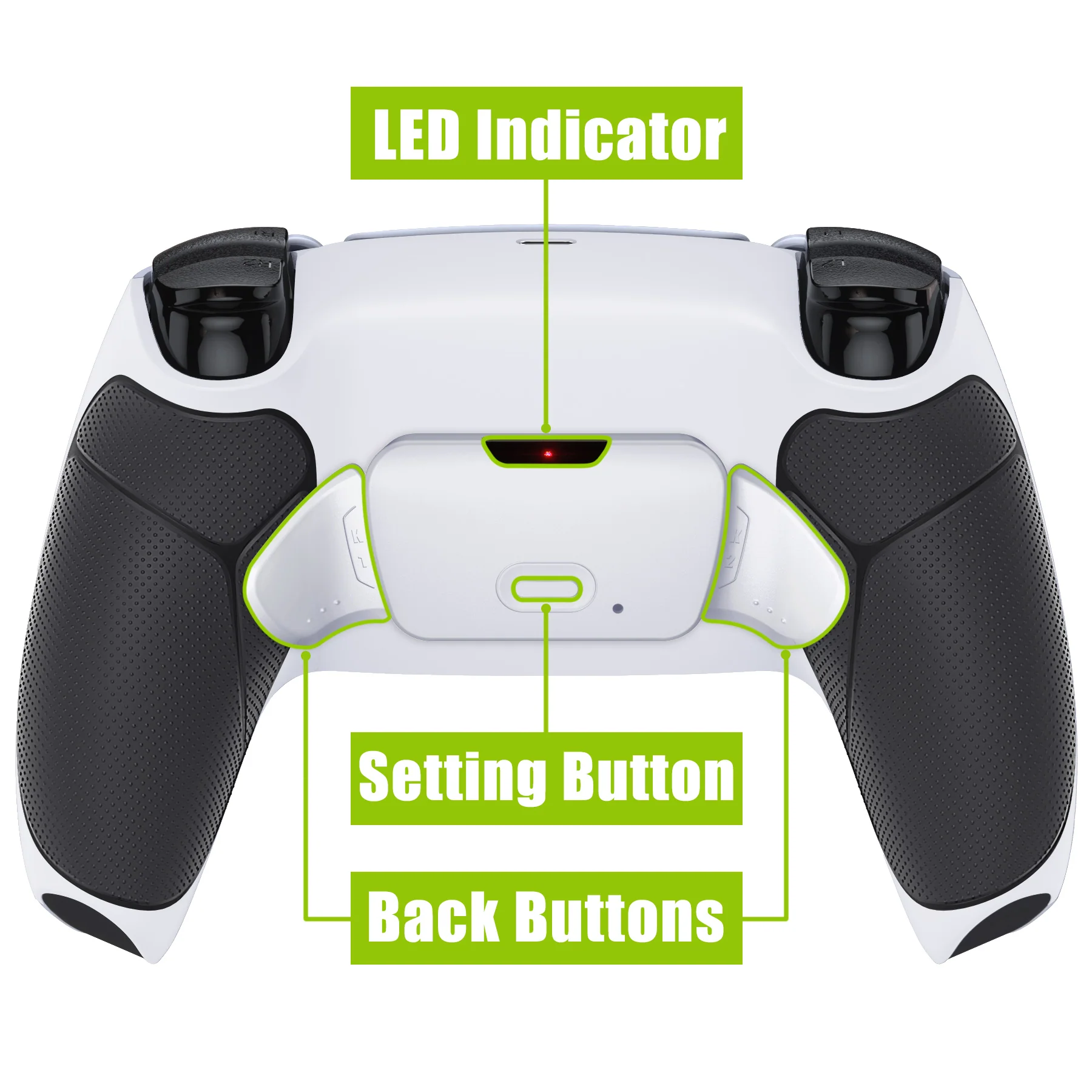 eXtremeRate Remappable RISE V3 Remap Kit for PS5 Controller BDM-030/040/050 - Rubberized Black Grip with White Back Paddles - Image 4