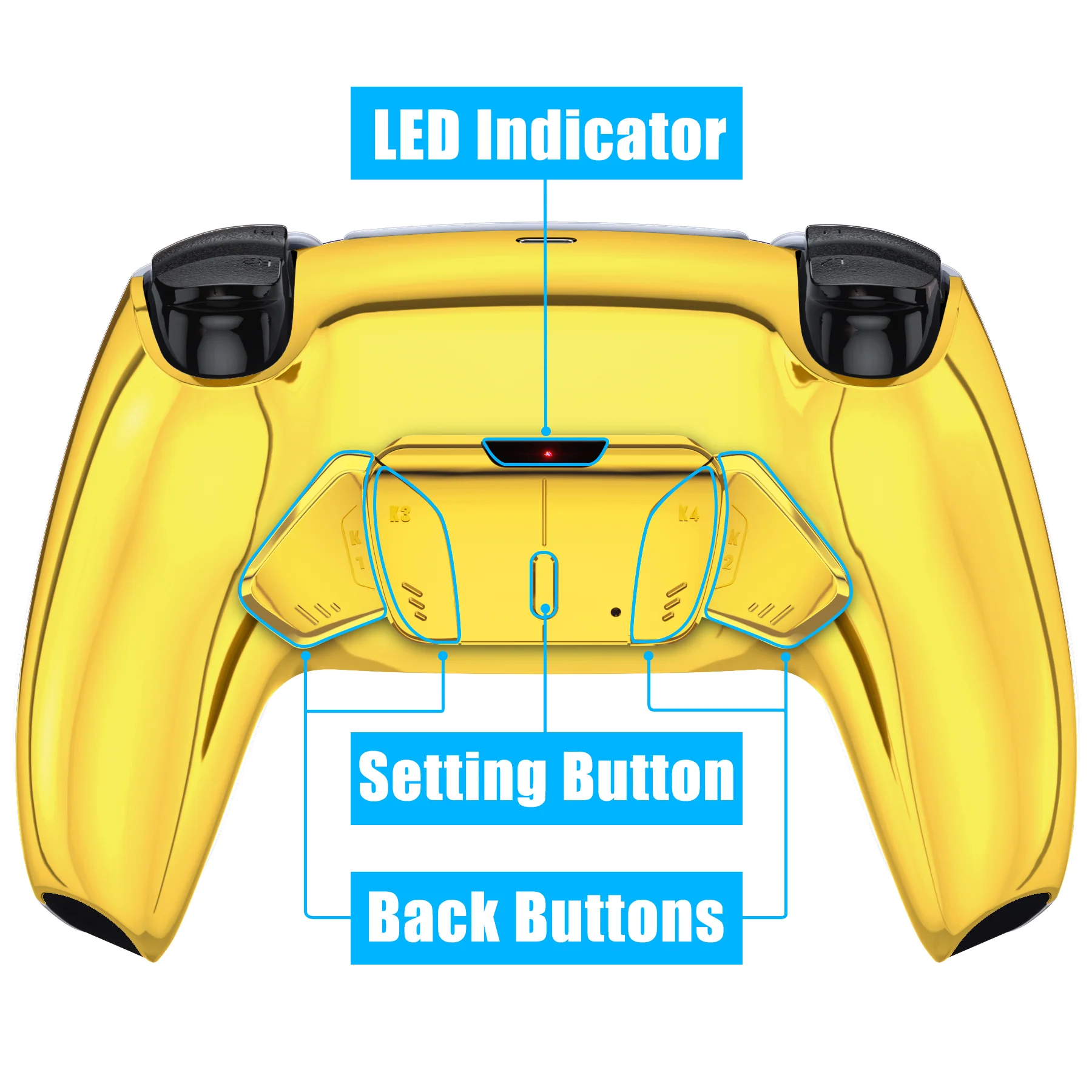 eXtremeRate Remappable RISE4 V3 Remap Kit for PS5 Controller BDM-030/040/050 - Chrome Gold - Image 4