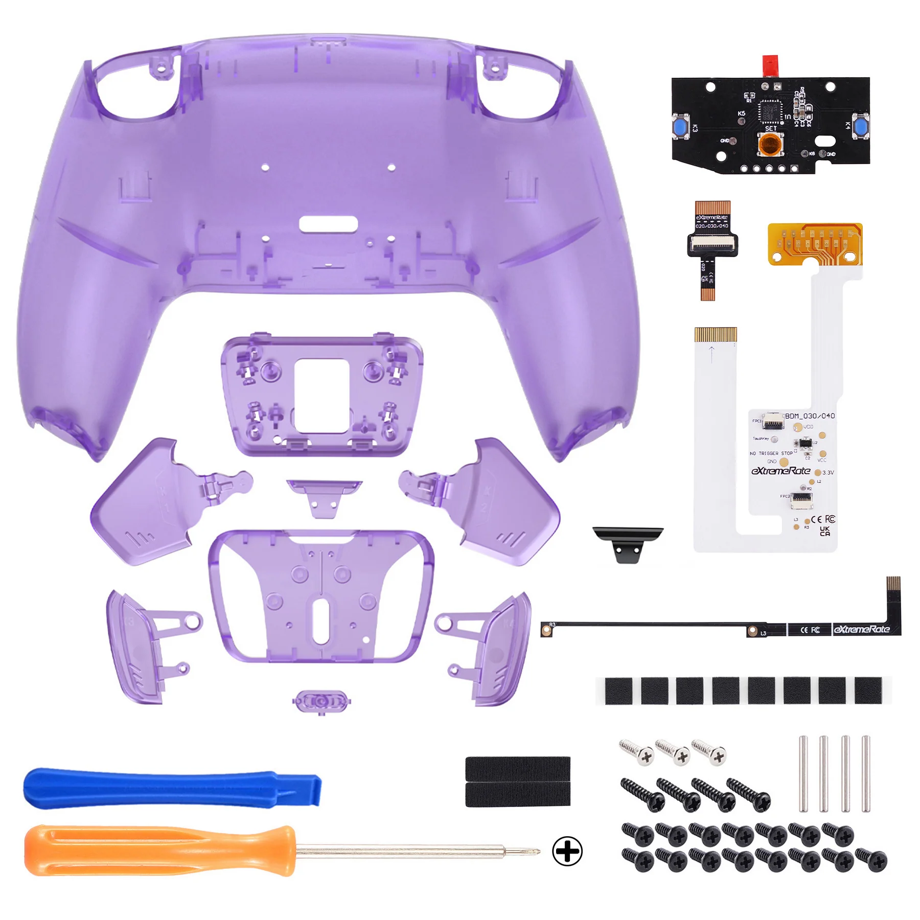 eXtremeRate Remappable RISE4 V3 Remap Kit for PS5 Controller BDM-030/040/050 - Clear Atomic Purple - Image 2