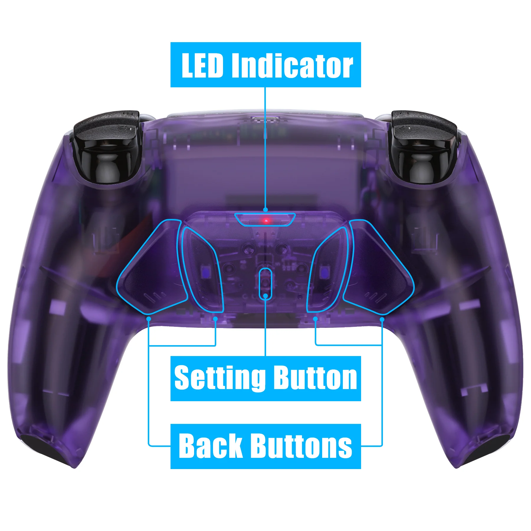 eXtremeRate Remappable RISE4 V3 Remap Kit for PS5 Controller BDM-030/040/050 - Clear Atomic Purple - Image 4