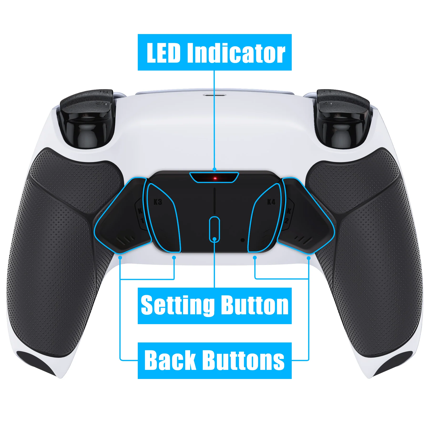 eXtremeRate Remappable RISE4 V3 Remap Kit for PS5 Controller BDM-030/040/050 - Rubberized Black Grips with Black Back Paddles - Image 4