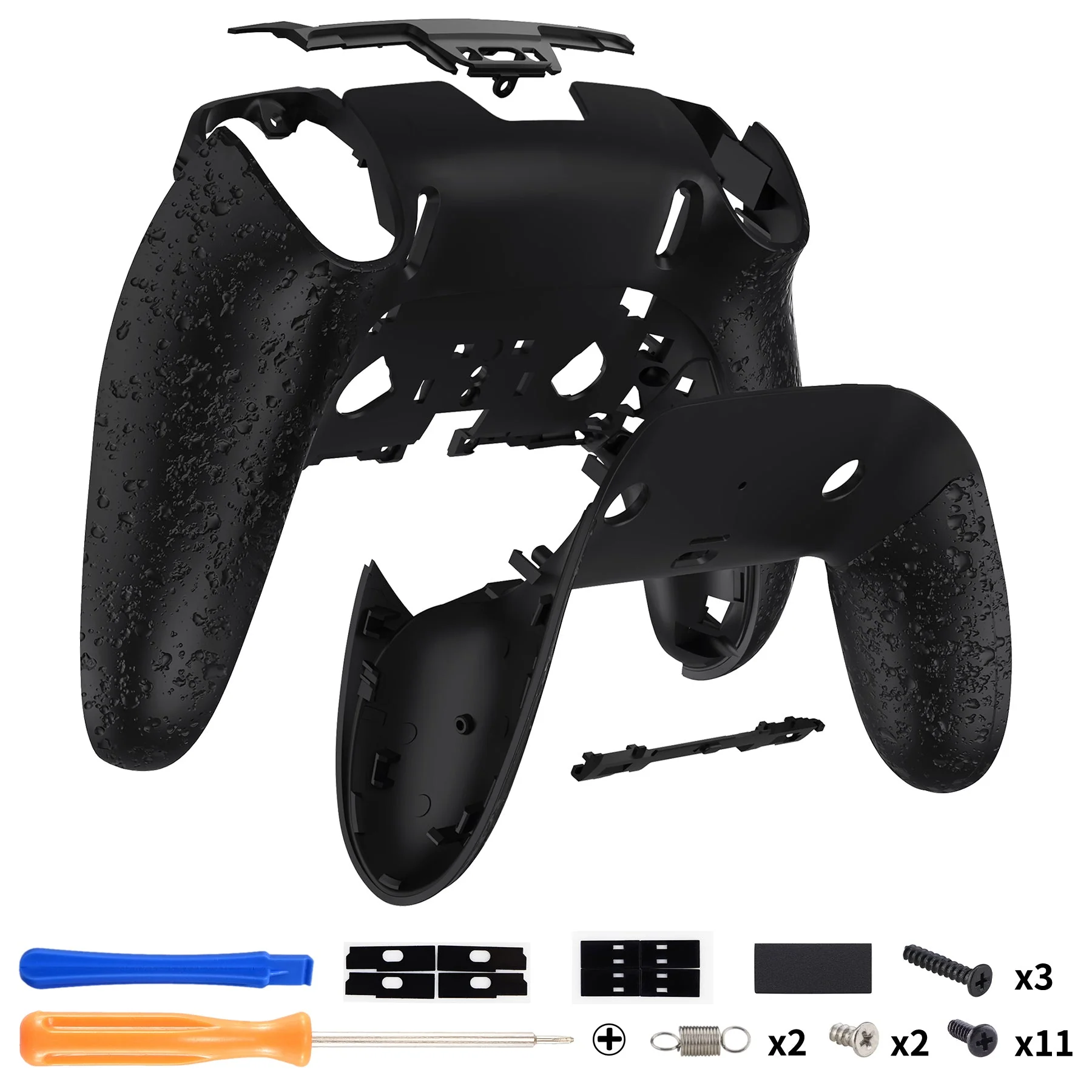 eXtremeRate Replacement Back Housing Bottom Shell & Clip Shell Compatible with PS5 Edge Controller - Textured Black - Image 2