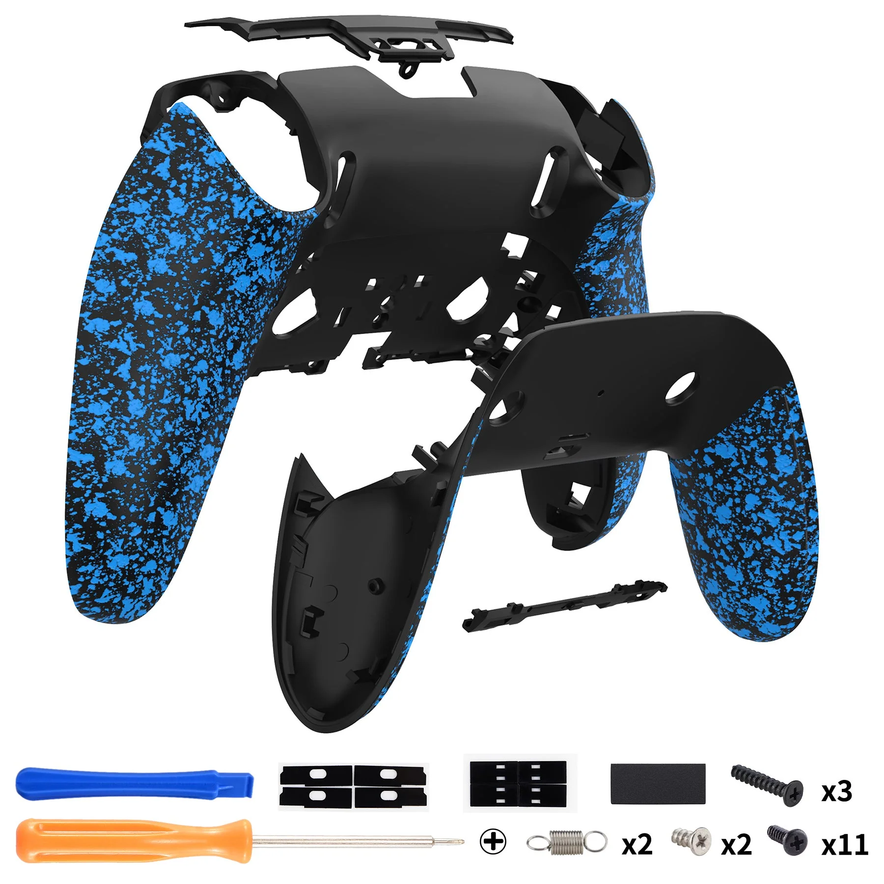 eXtremeRate Replacement Back Housing Bottom Shell & Clip Shell Compatible with PS5 Edge Controller - Textured Blue - Image 2