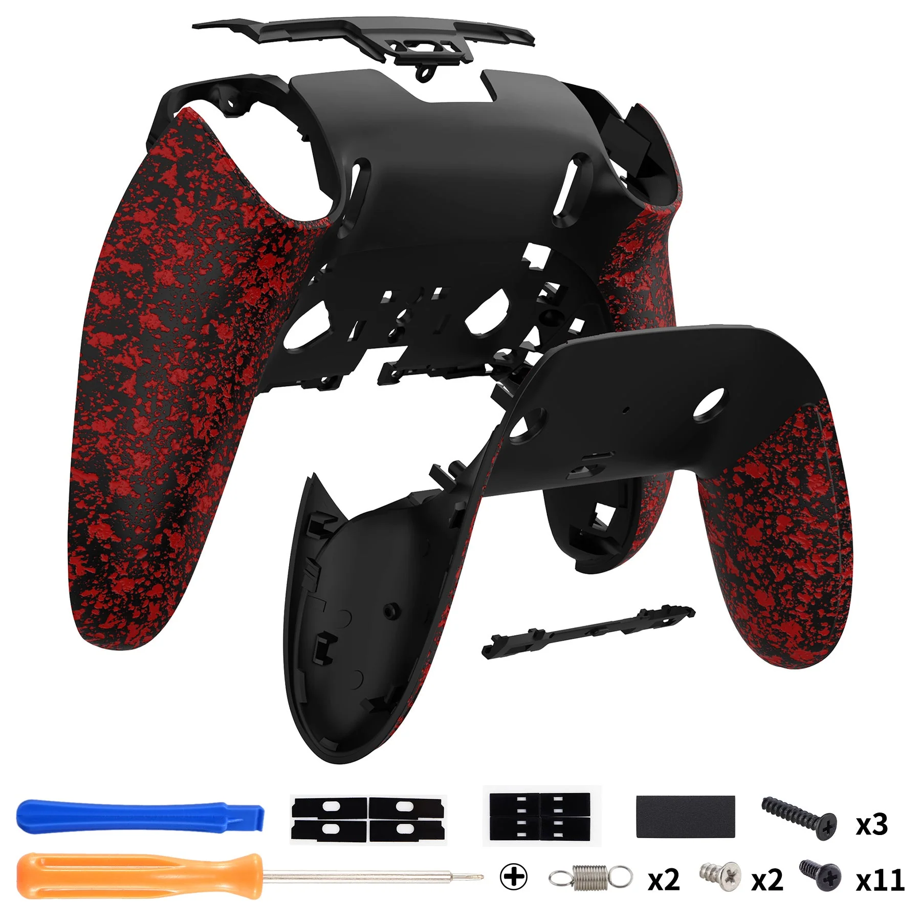 eXtremeRate Replacement Back Housing Bottom Shell & Clip Shell Compatible with PS5 Edge Controller - Textured Red - Image 2