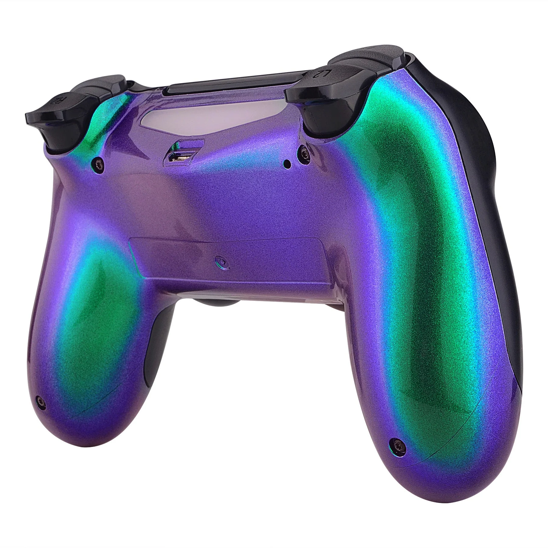 eXtremeRate Replacement Bottom Shell for PS4 Slim Pro Controller Controller (CUH-ZCT2 JDM-040/050/055) - Chameleon Green Purple - Image 5