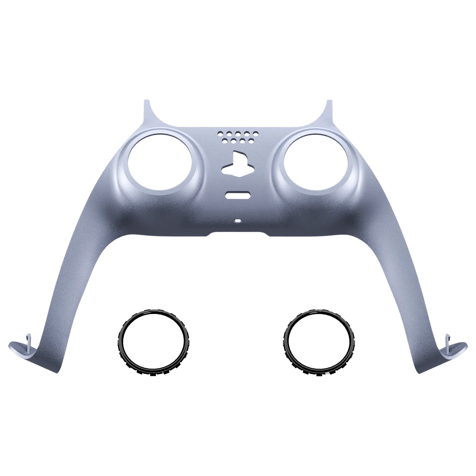 eXtremeRate Replacement Decorative Trim Shell with Accent Rings Compatible with PS5 Controller BDM-010/020/030/040/050 - Sterling Silver