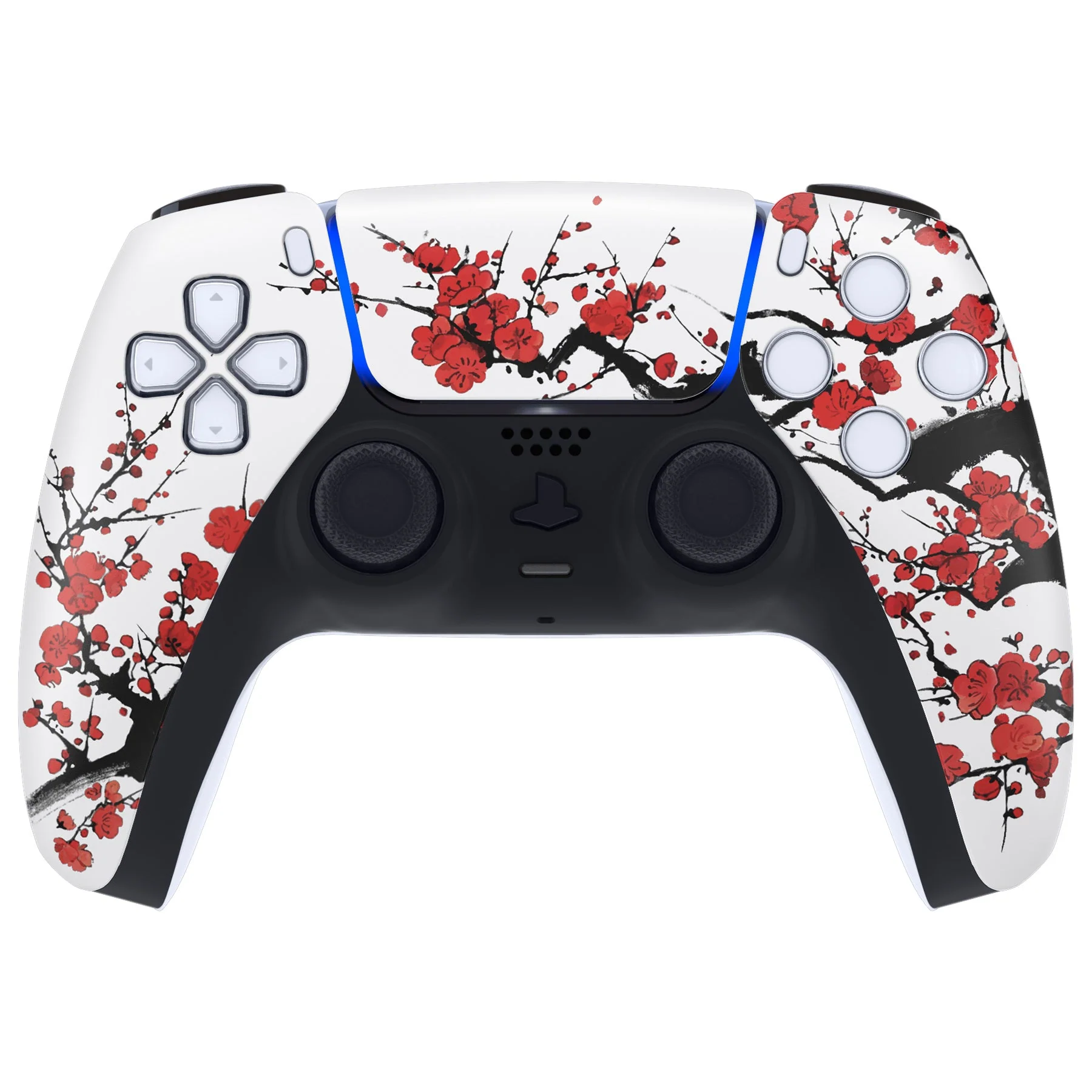 eXtremeRate Replacement Front Housing Shell with Touchpad Compatible with PS5 Controller BDM-010/020/030/040/050 - Winter Blossom - Image 2