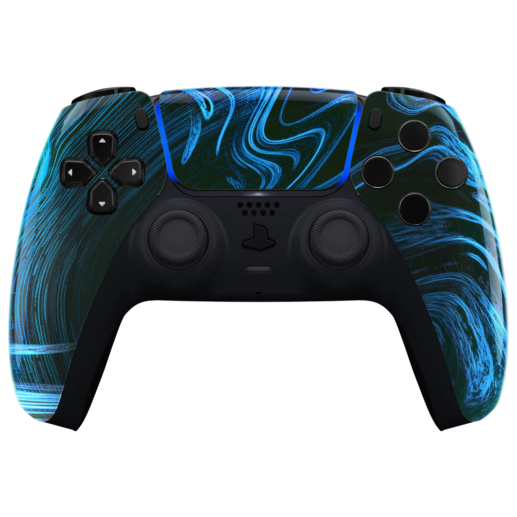 eXtremeRate Replacement Front Housing Shell with Touchpad Compatible with PS5 Controller BDM-010/020/030/040/050 - Blue Swirl - Image 2