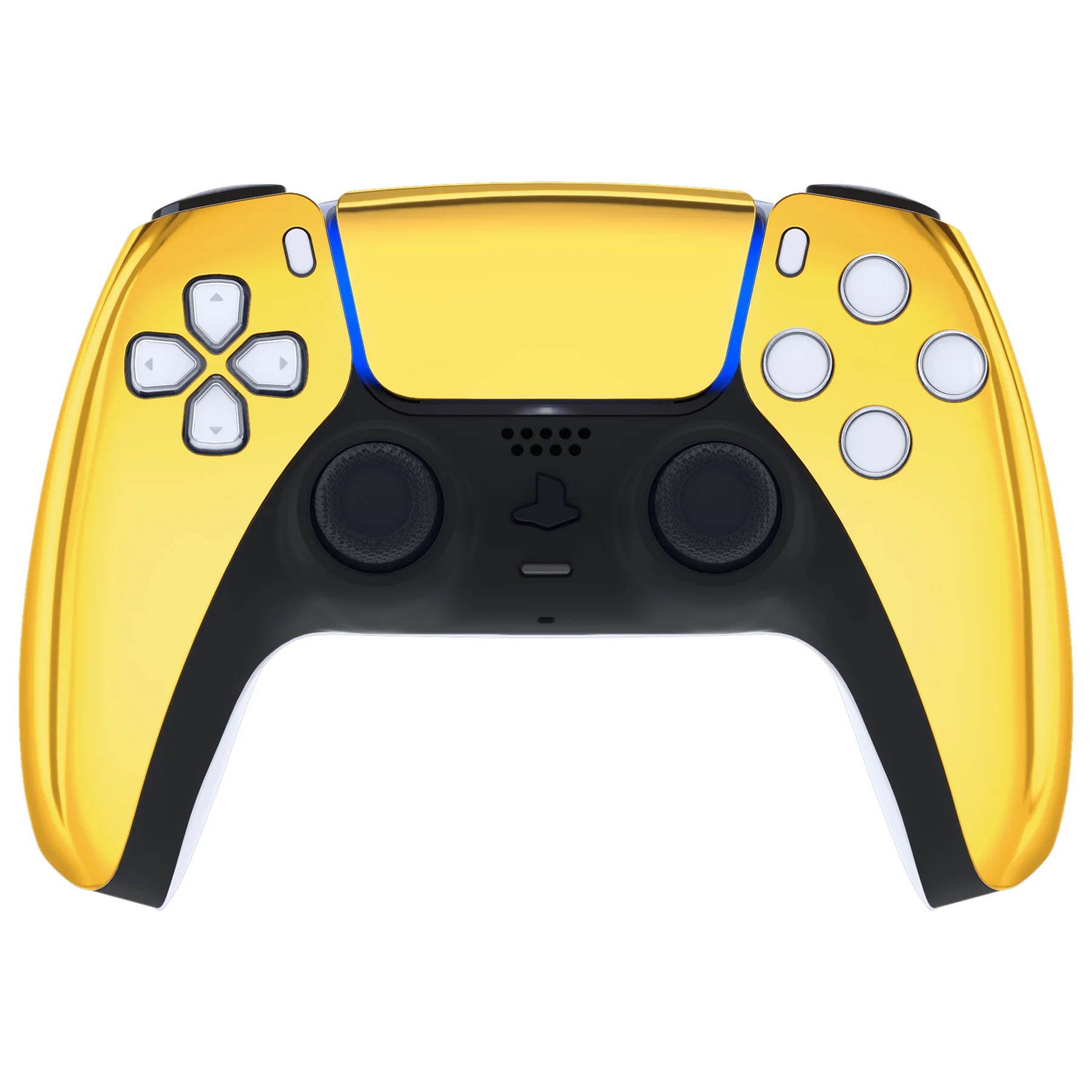 eXtremeRate Replacement Front Housing Shell with Touchpad Compatible with PS5 Controller BDM-010/020/030/040/050/060 - Chrome Gold - Image 2