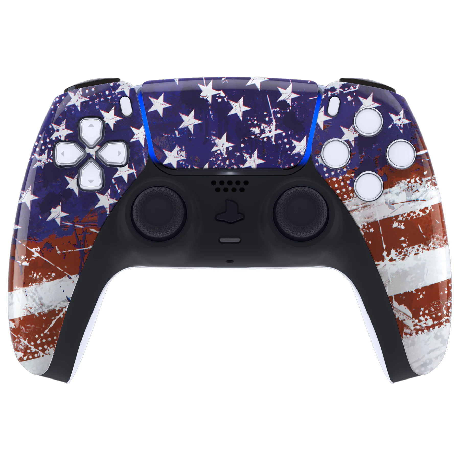 eXtremeRate Replacement Front Housing Shell with Touchpad Compatible with PS5 Controller BDM-010/020/030/040/050 - Impression US Flag - Image 2